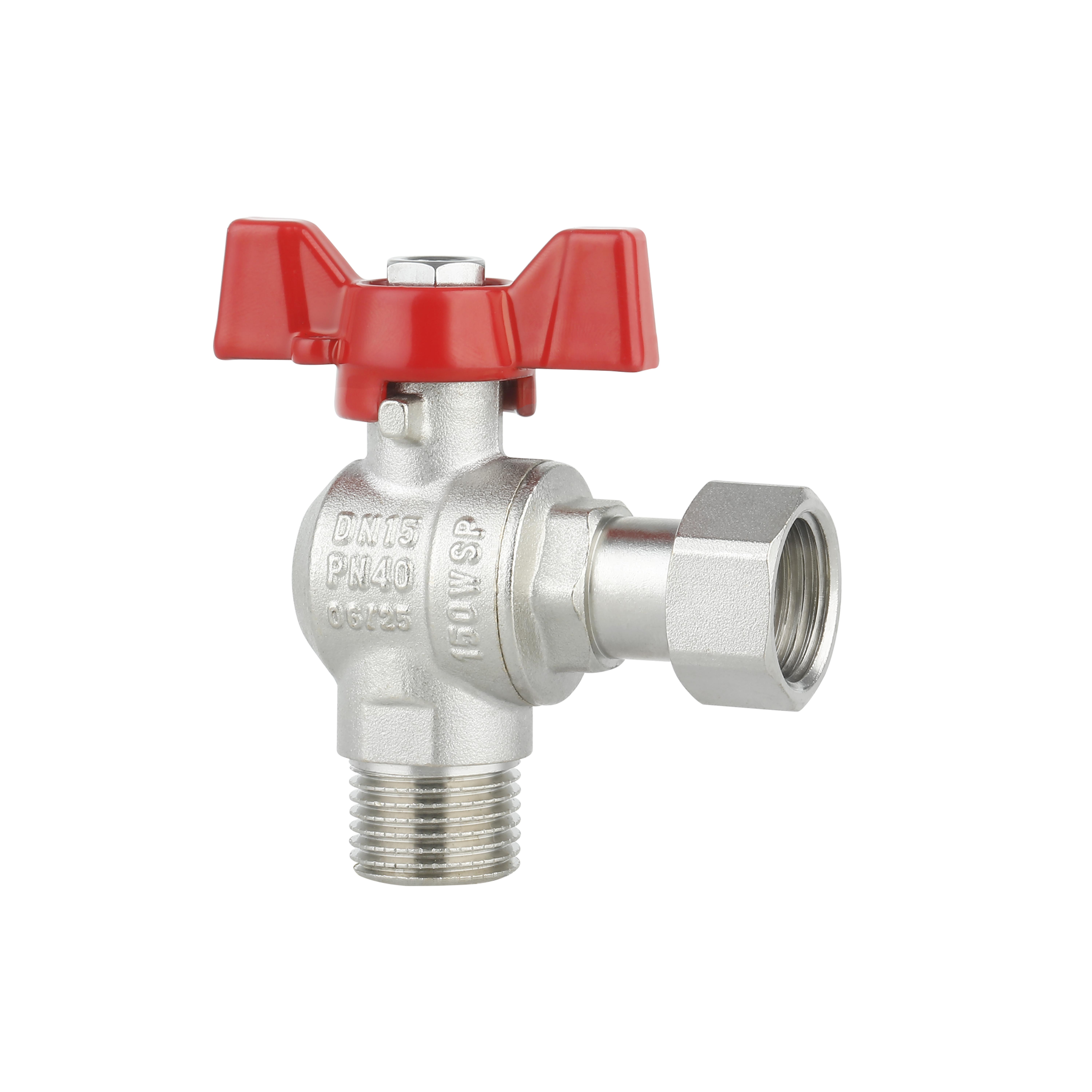 Кран кульовий з накидною гайкою SD Forte1/2" ВЗ для води кутовий SF224W15
