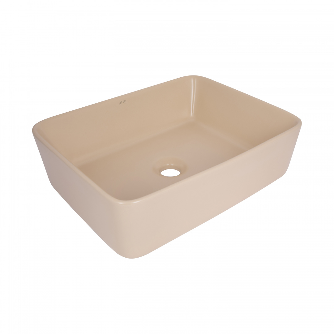Раковина накладна Qtap Tern 480x370x135 мм, Beige, прямокутна, з донним клапаном QT17116069SB
