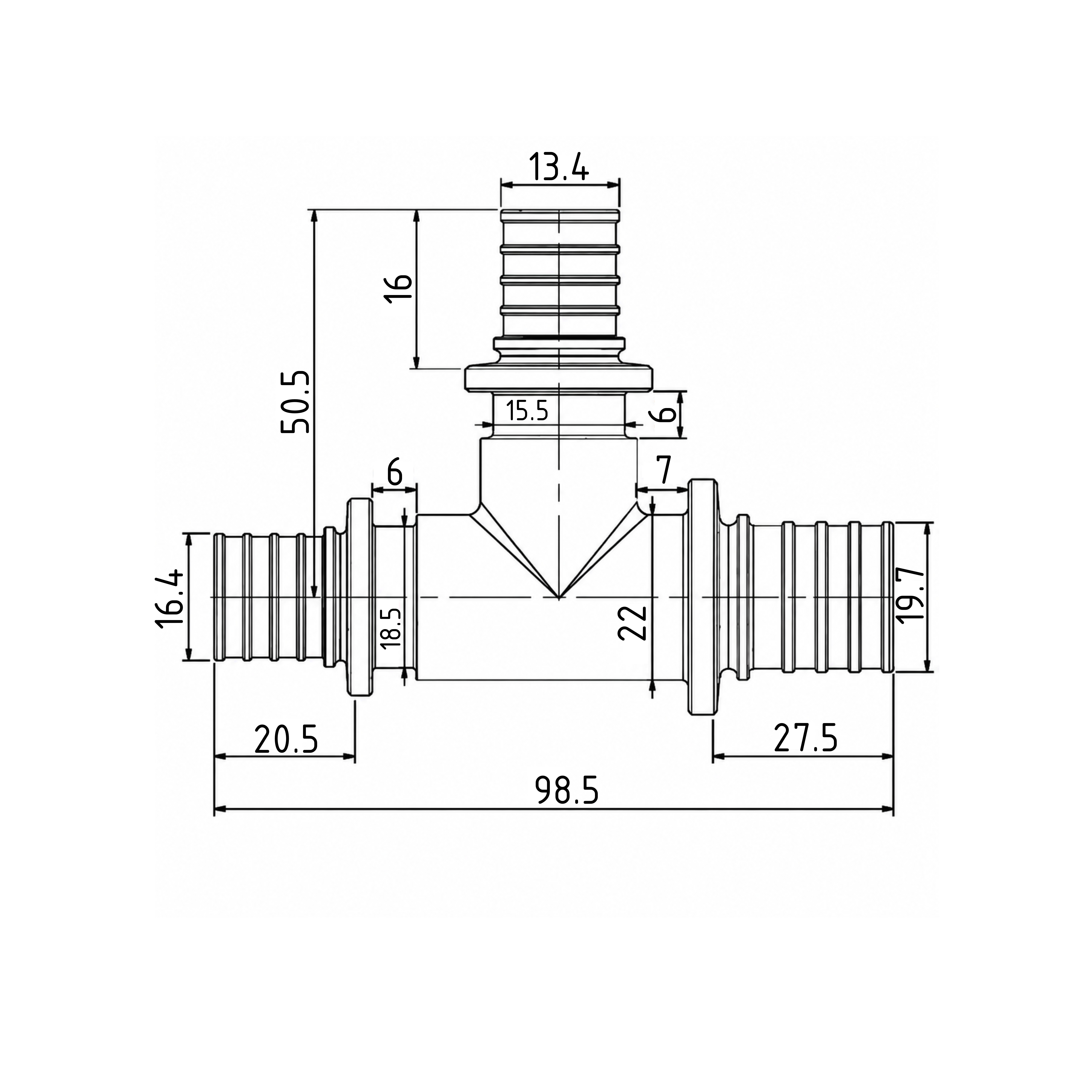 Трійник натяжний Icma №1039 d25х16х20 851039GXBOGW05