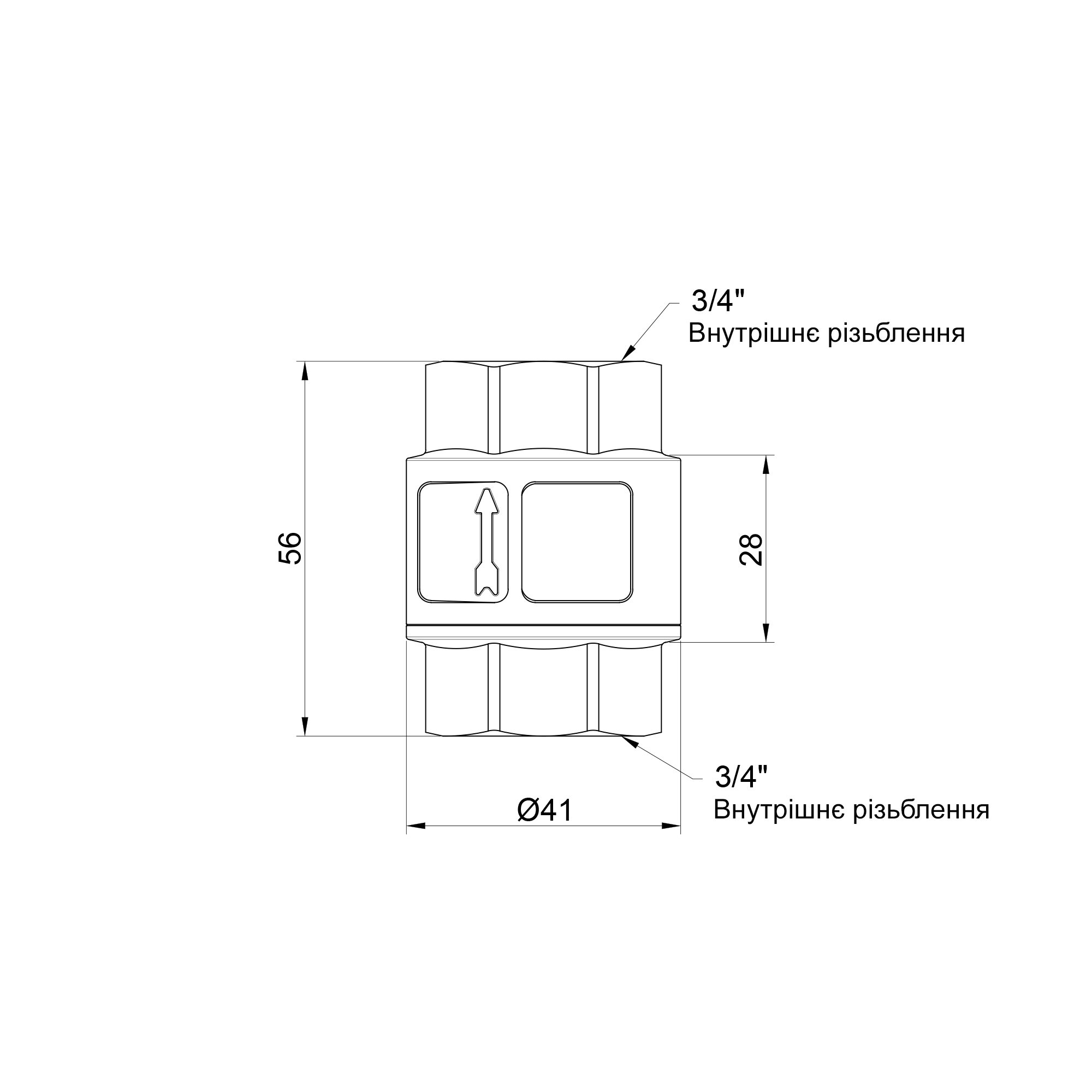 Зворотний клапан Thermo Alliance Standart з латунним штоком 3/4"ВВ посилений TAS246W20