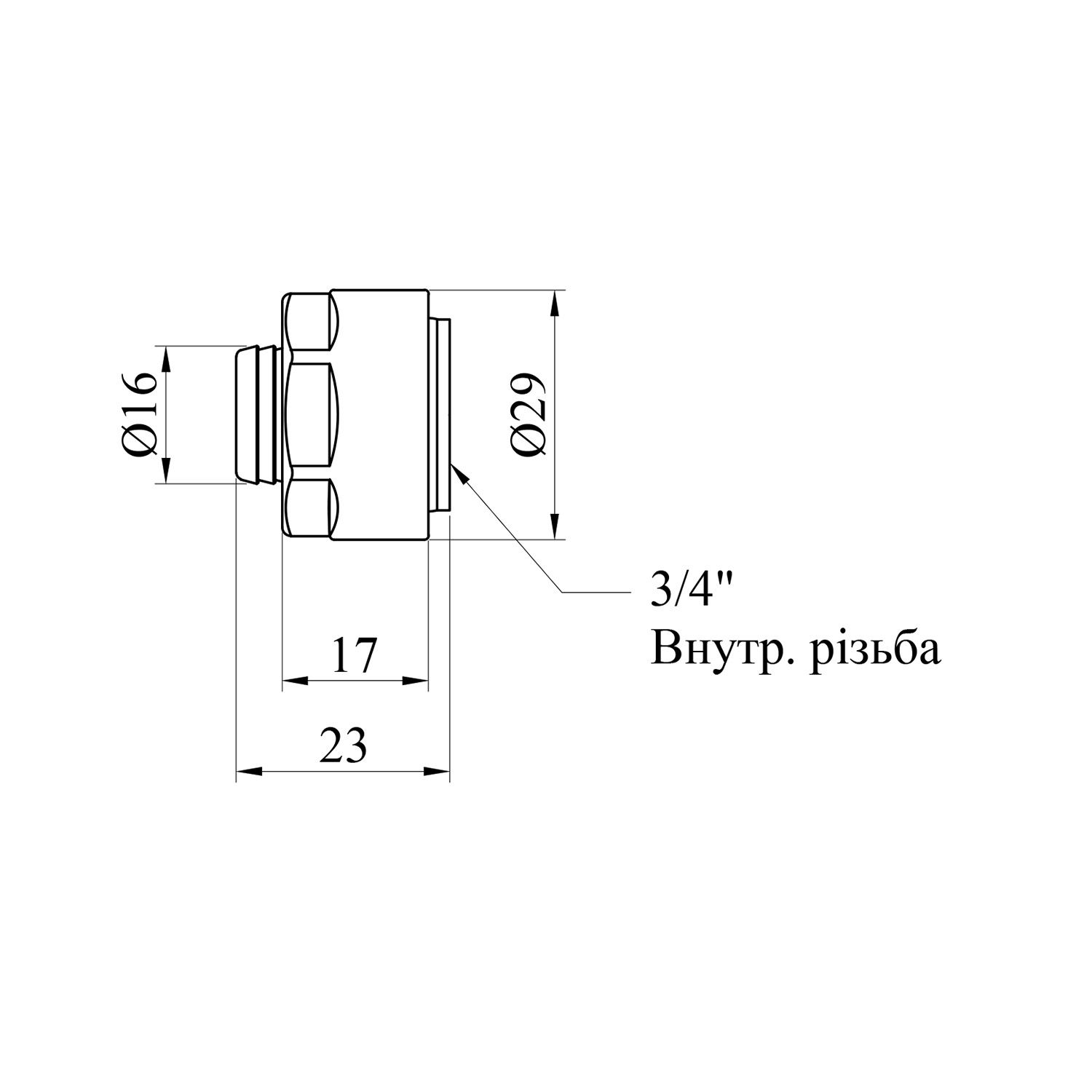Євроконус металопластиковий Karro 16х3/4" ВВ нікельований KR-1037