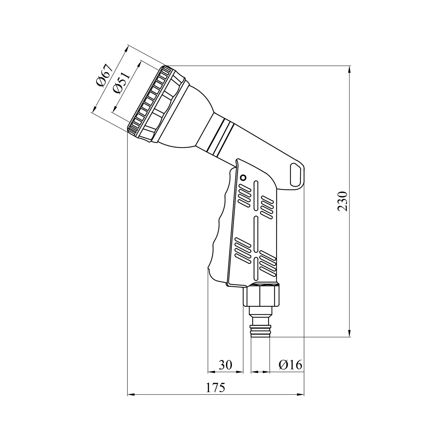 Пістолет для поливу Bradas Black Line Quick Stop 7 режимів ECO-4442