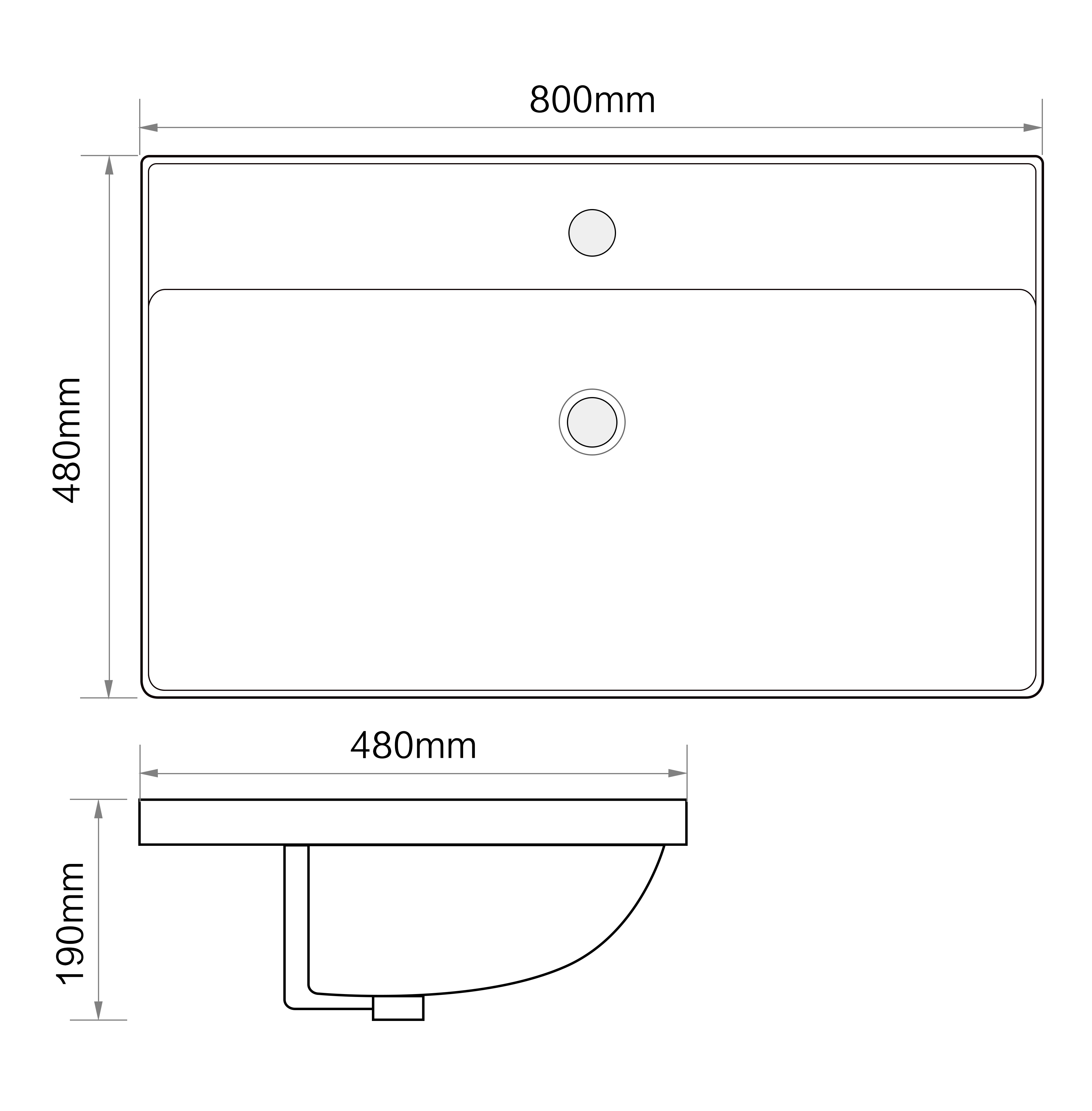 Раковина меблева MIXXUS PREMIUM STYLE-1503 800х480х190mm (отвір під змішувач, перелив) (MP6500)