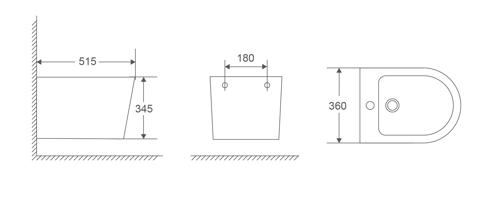 Біде підвісне MIXXUS PREMIUM BEVEL-0501 515х360х345mm (MP6475)