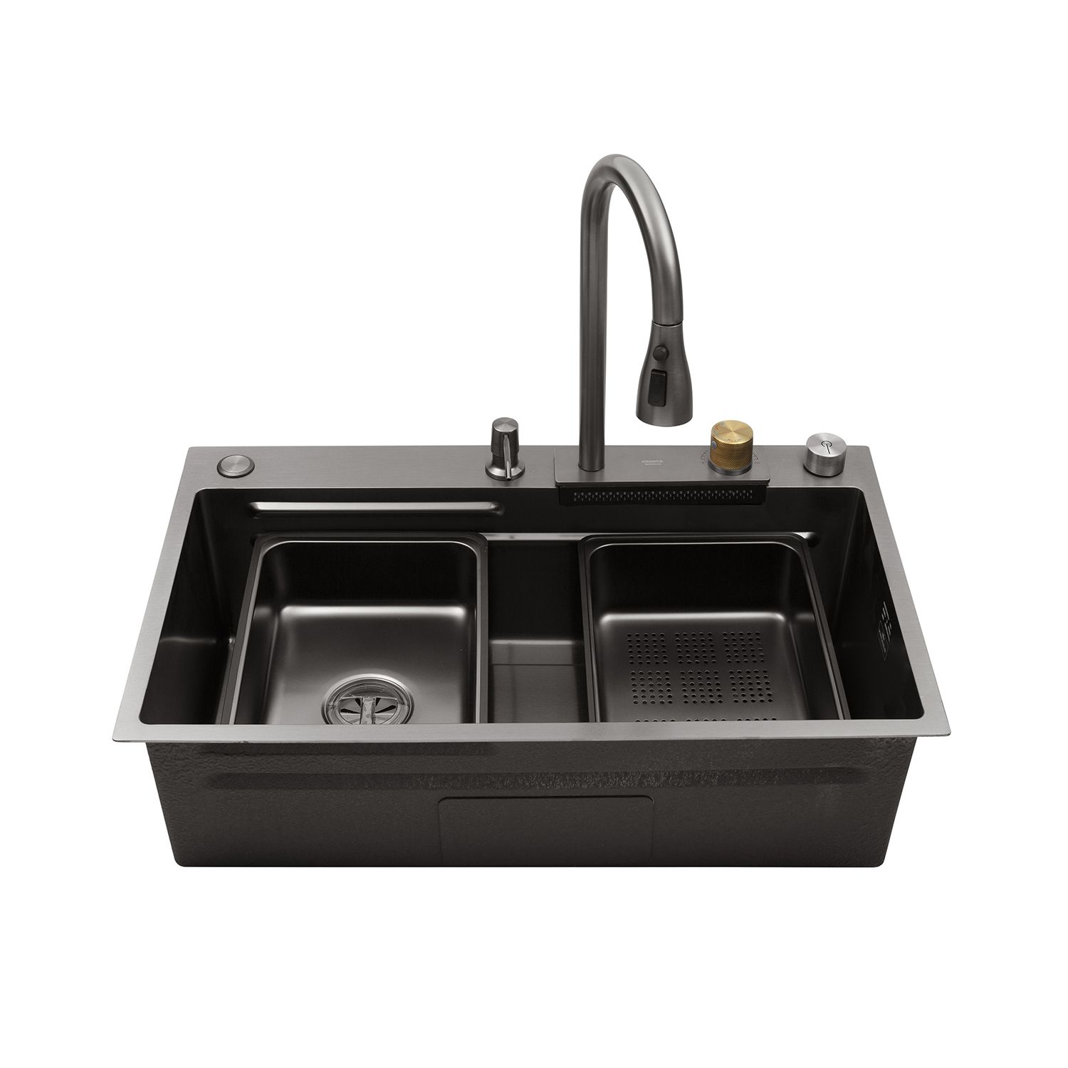 Кухонна мийка Kroner KRP Schwarze - SET7545HM PVD (3.0/0.8 мм)