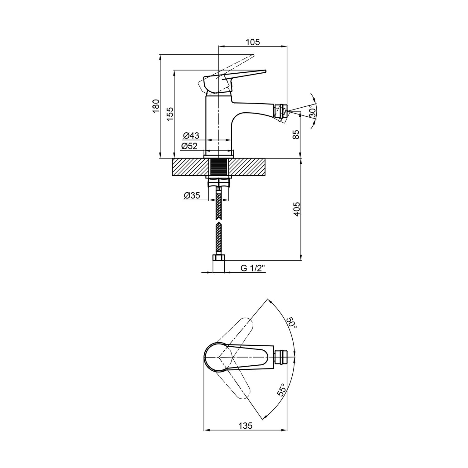 Змішувач для біде Kroner KRM Elbe - SCH020