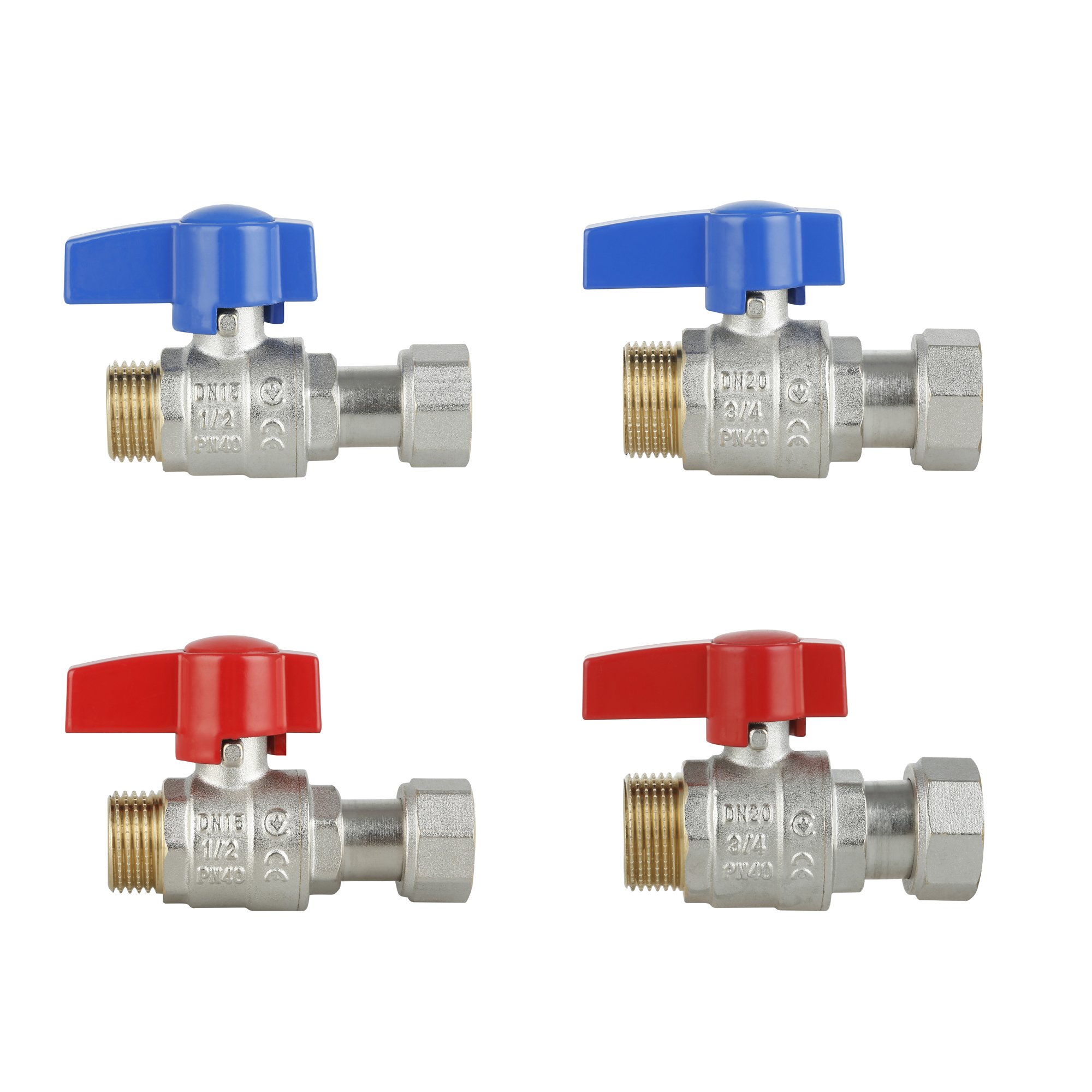 Комплект прямих кранів Thermo Alliance Standart 1/2"ВН-3/4"ВН з накидною гайкою для підключення котла TAS262RBW1520