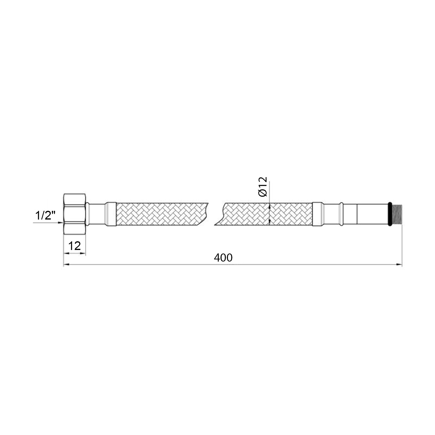 Гнучка підводка для підключення змішувача Kroner KRP - 40 1/2"хМ10 в обплетенні з нержавіючої сталі (пара)