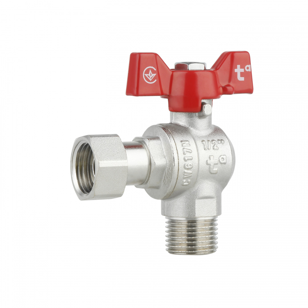 Кран кульовий з накидною гайкою SD Forte1/2" ВЗ для води кутовий SF224W15