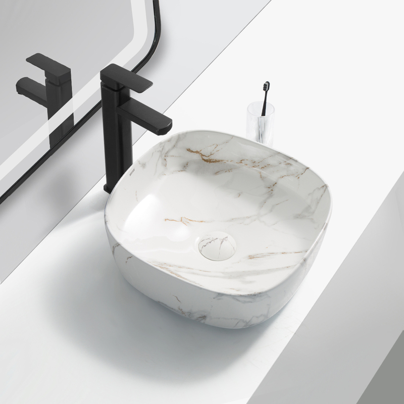 Раковина накладна MIXXUS PREMIUM DIVERSE-0104 MARBLE 370х370х135mm (MP6537)