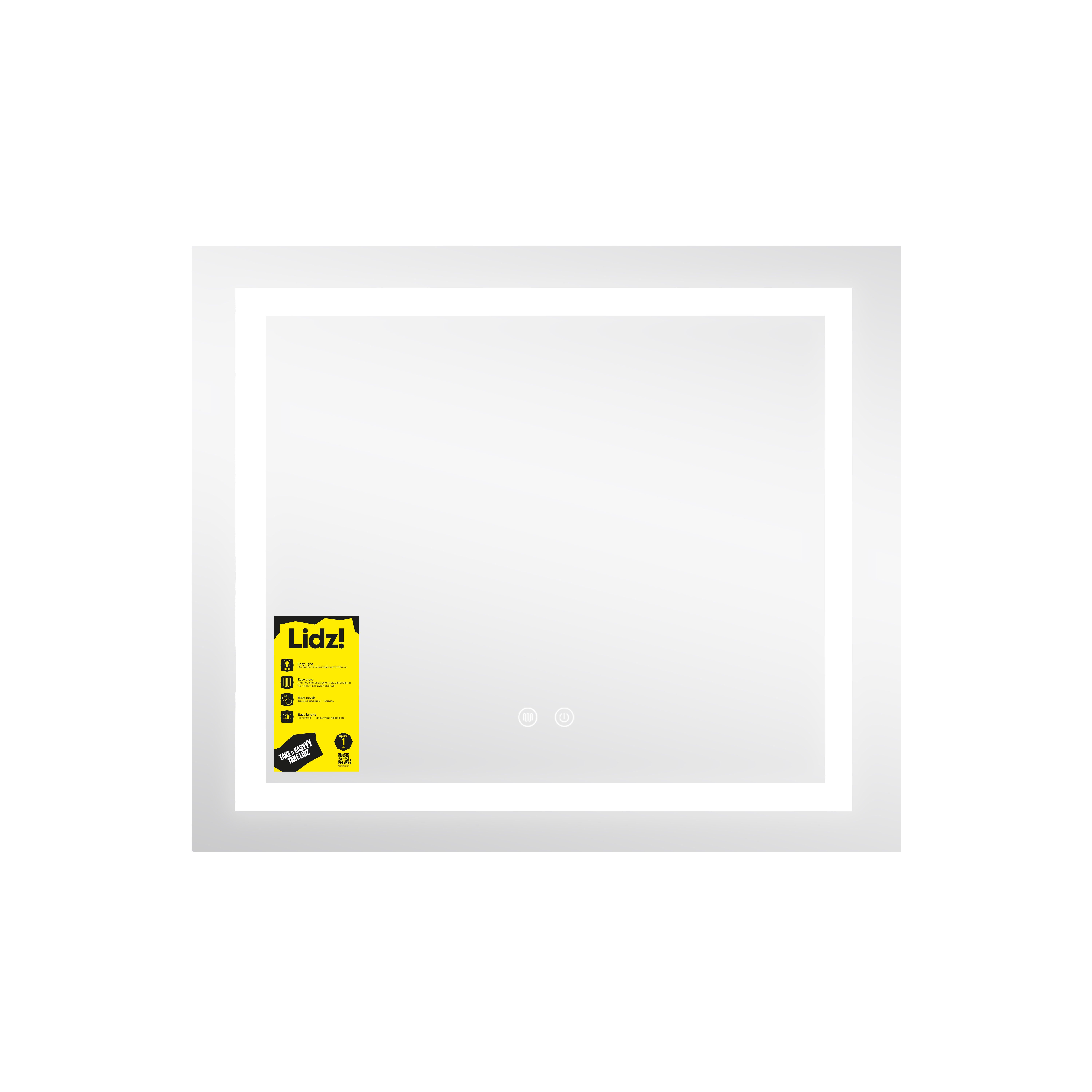 Дзеркало Lidz Kubis (KU1) 700х600 з LED-підсвічуванням Touch, з антизапотіванням, з димером, рег. яскравості LDKU60070049285