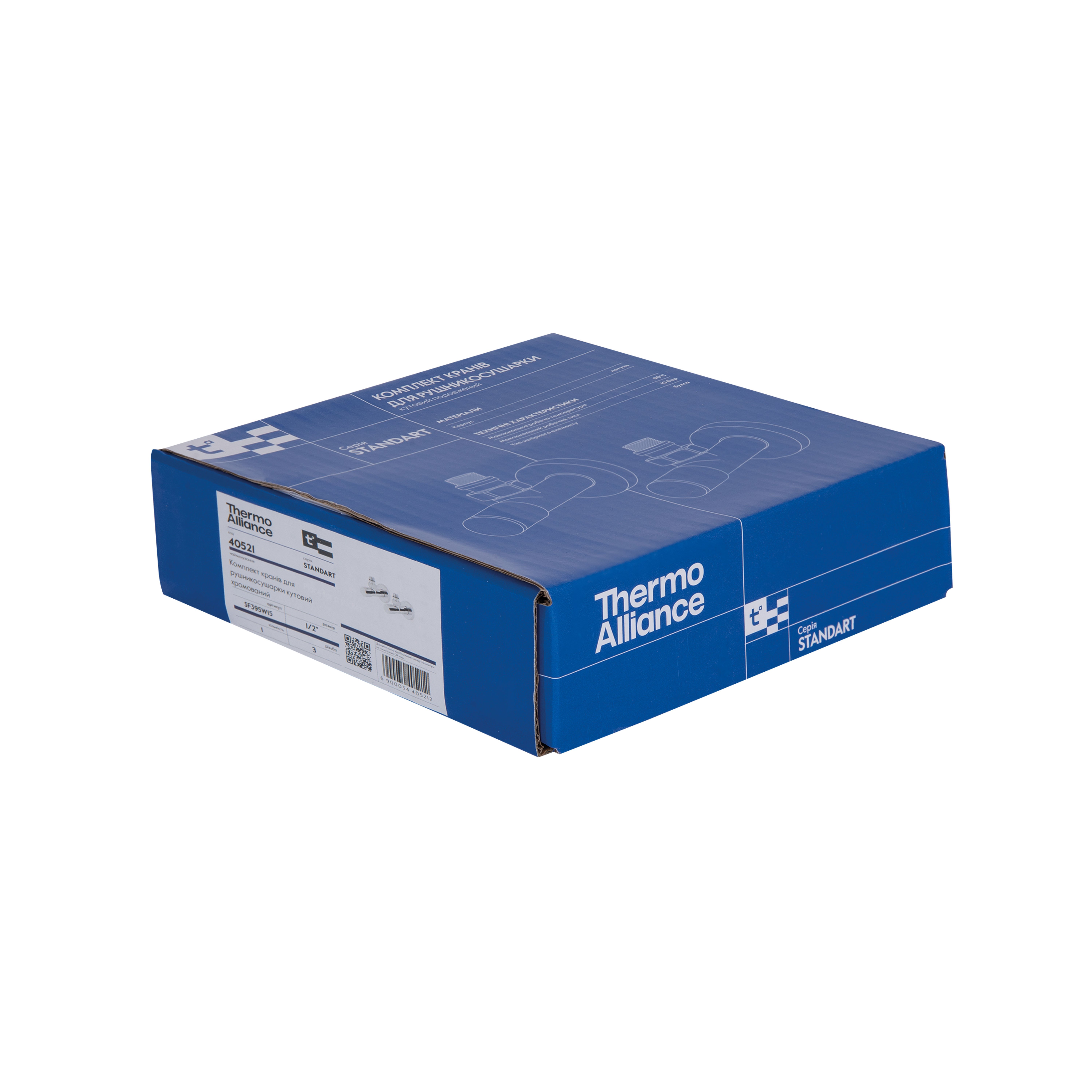 Комплект кранів Thermo Alliance Standart 1/2" НР для рушникосушарки кутовий SF395W15