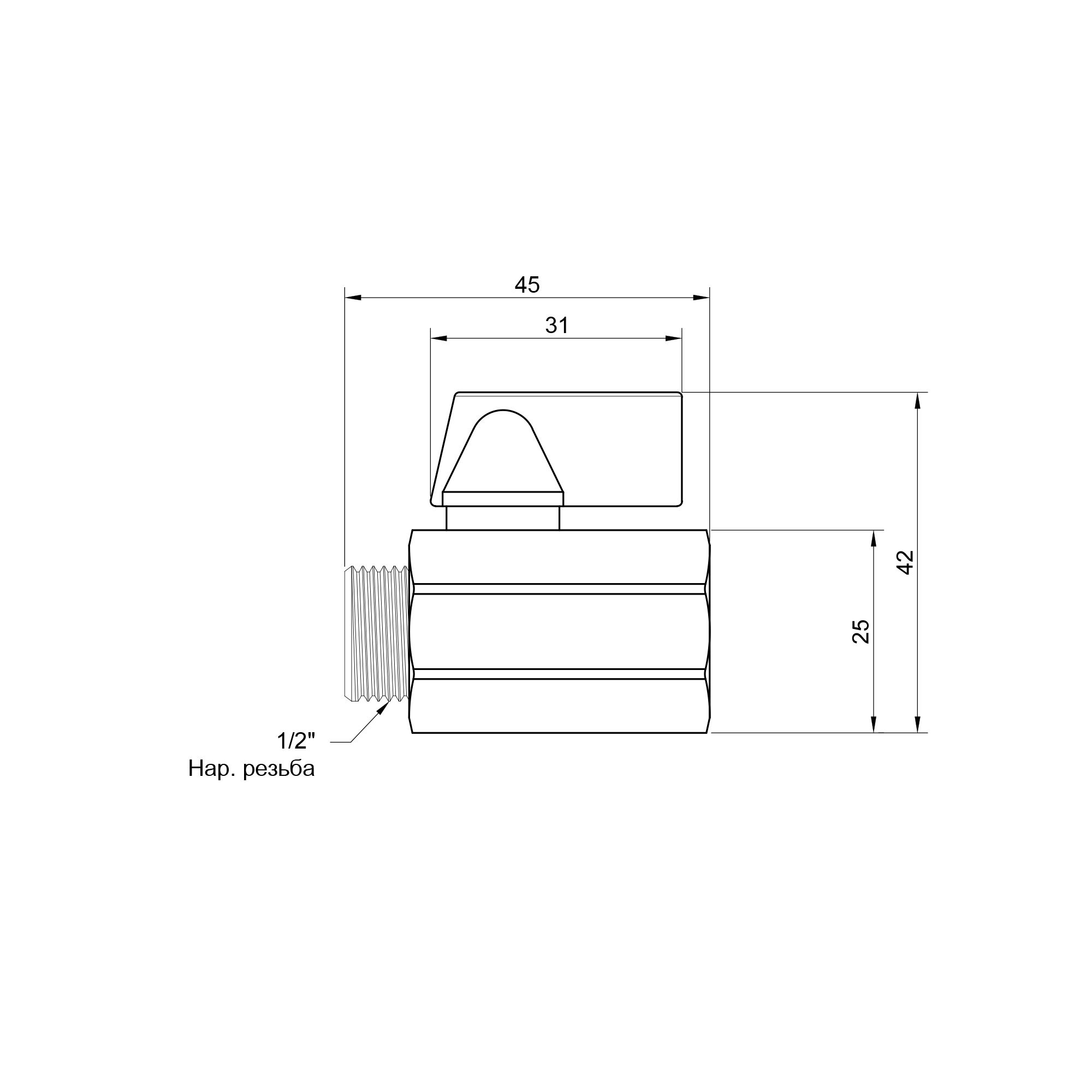 Кран кульовий Thermo Alliance Standart "Mini" 1/2" ВЗ SD188W15