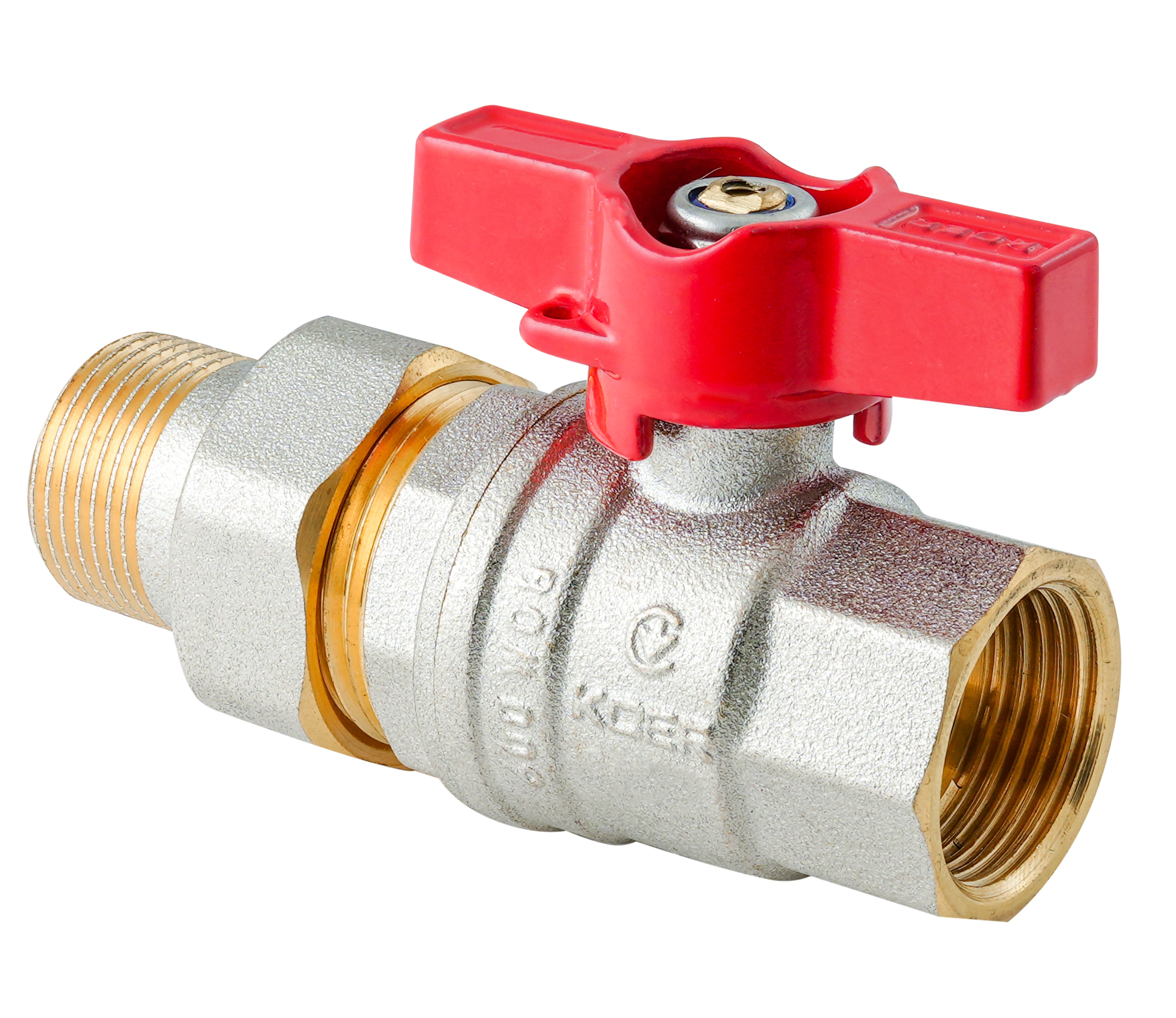 Кран з американкою KOER EXTREME KE.227-25 - 1" ручка "метелик" червона (KR5767)