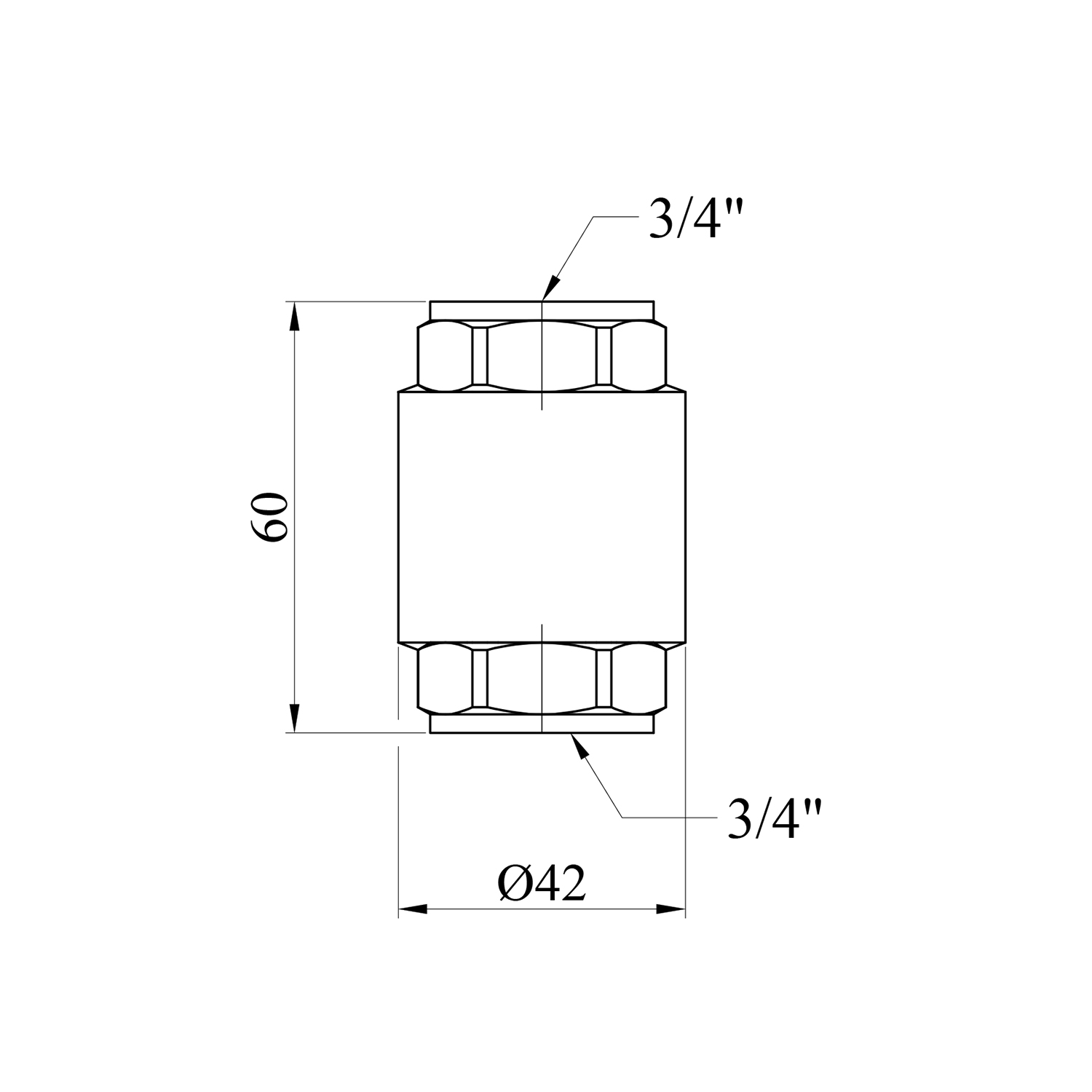 Зворотний клапан Karro "Europa" 3/4" ВВ з латунним штоком