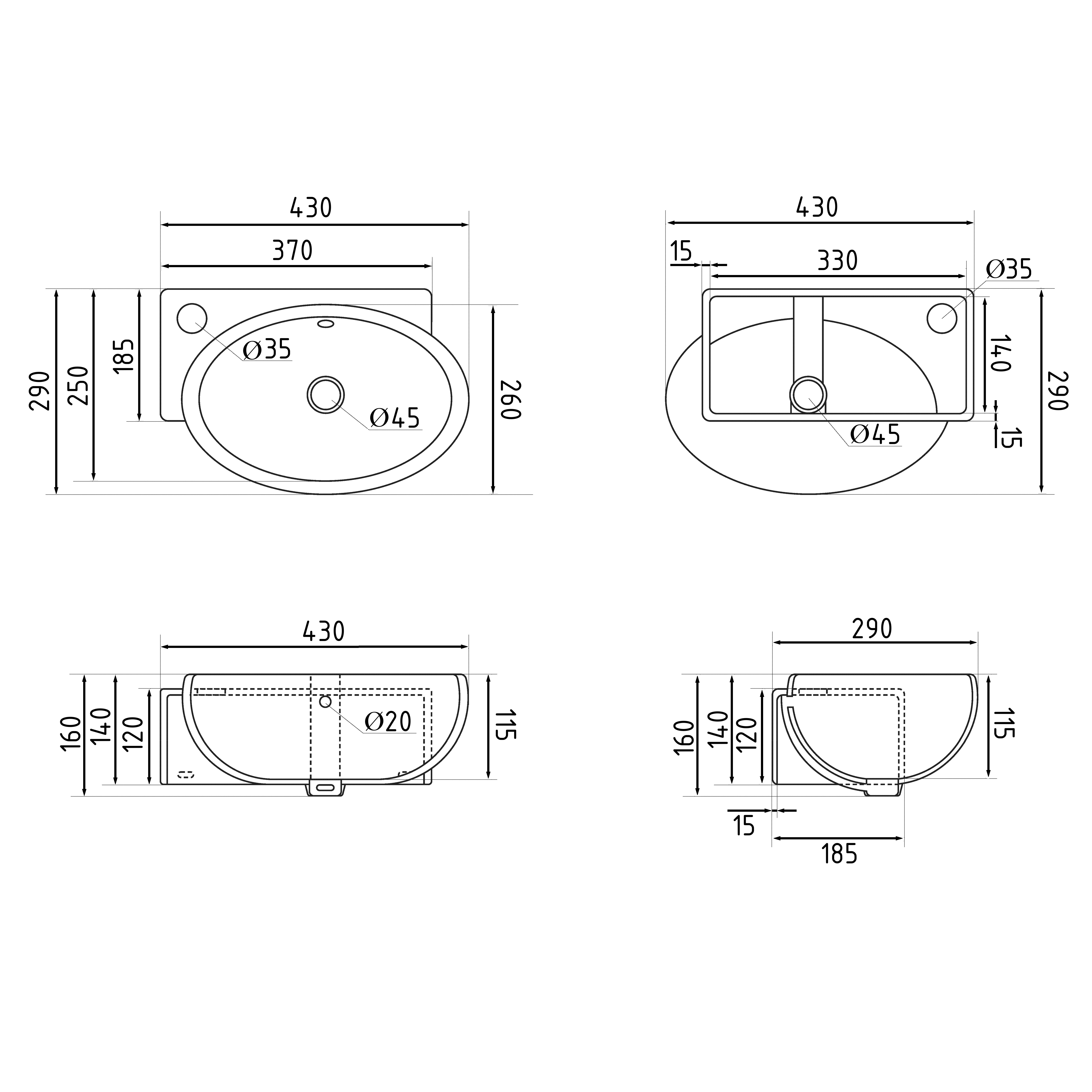 Раковина Qtap Leo 430x285x160 White QT11111008LW