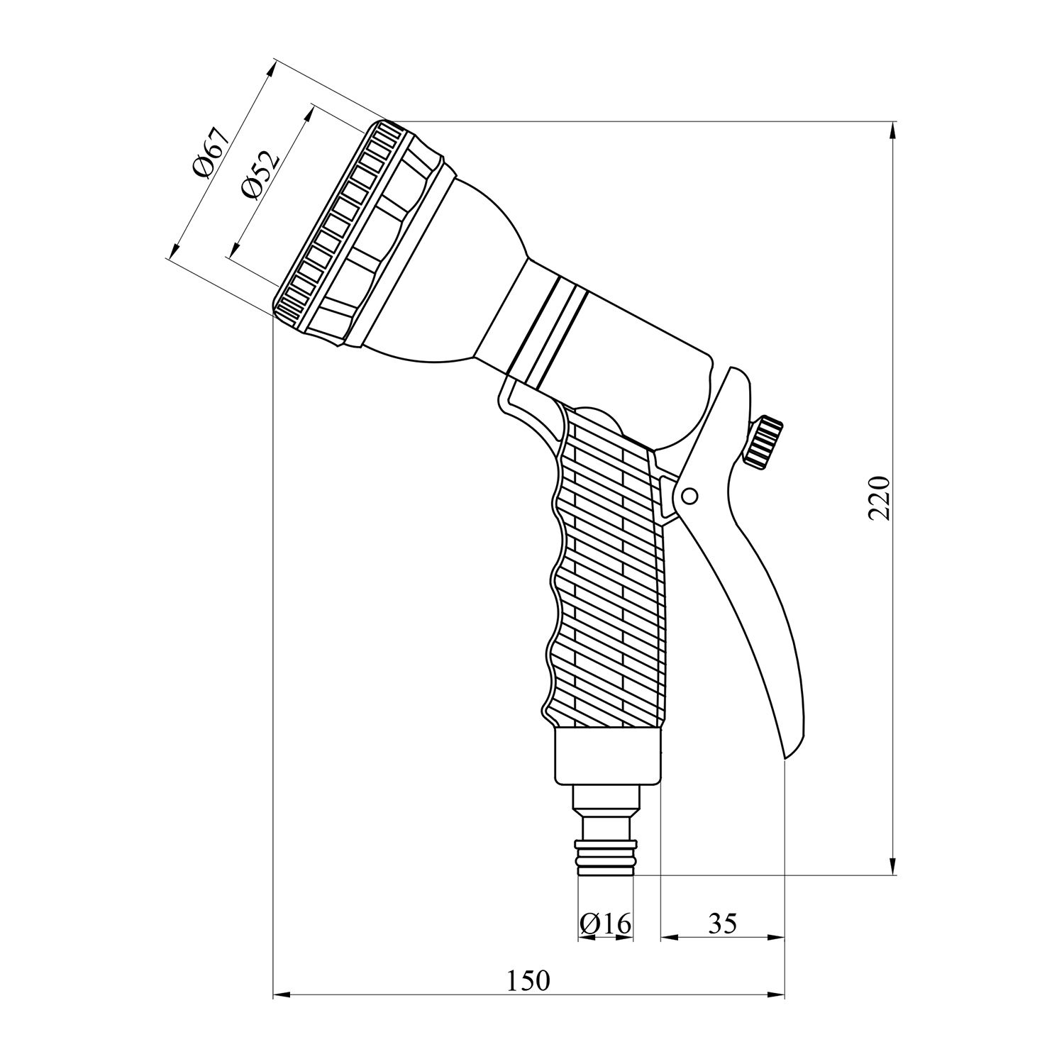 Пістолет для поливу Bradas Black Line 7 режимів ECO-4440