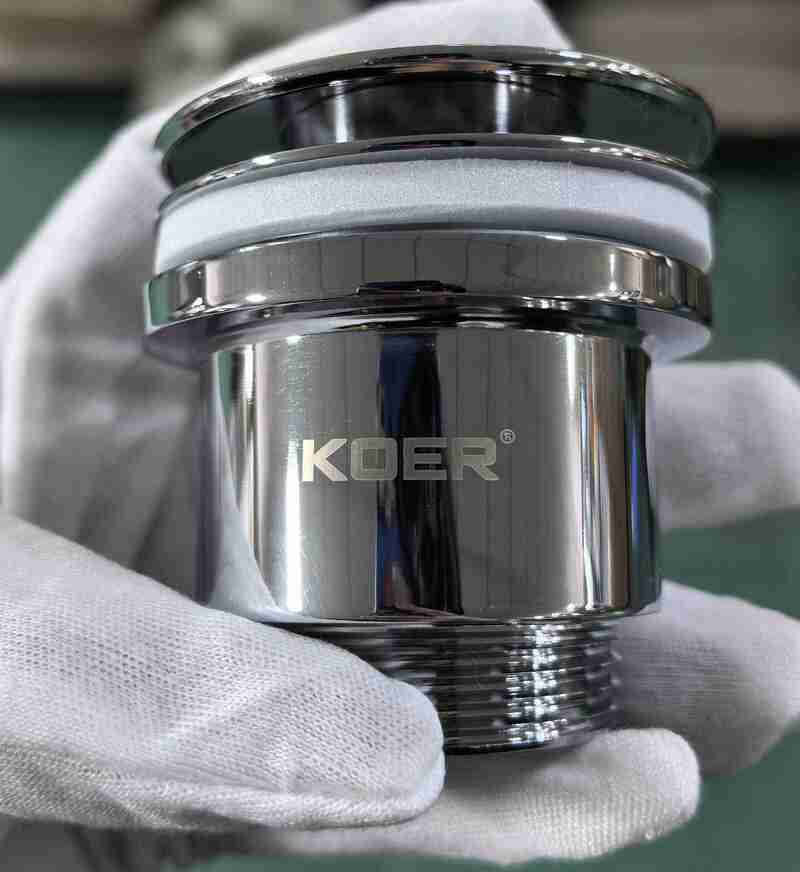 Донний клапан для раковини універсальний (з/без переливу) KOER PW-01-01 автоматичний (Click-Clack) (Колір хром) 1 1/4'' (KR3400)