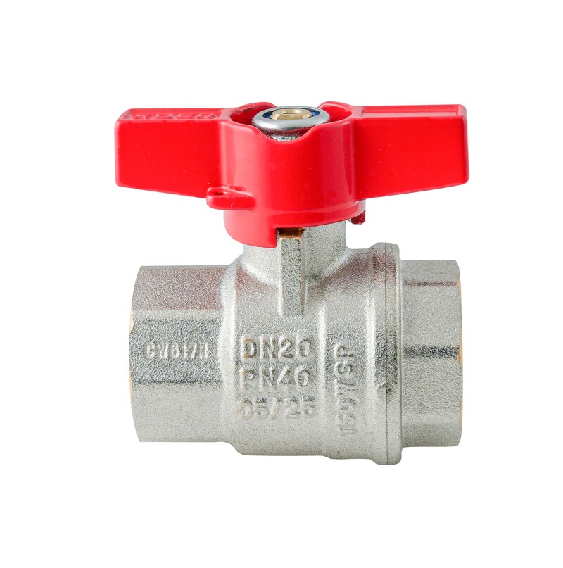Кран кульовий ГГМ KOER EXTREME KE.217-20 - 3/4" FF ручка "метелик" червона (KR5757)