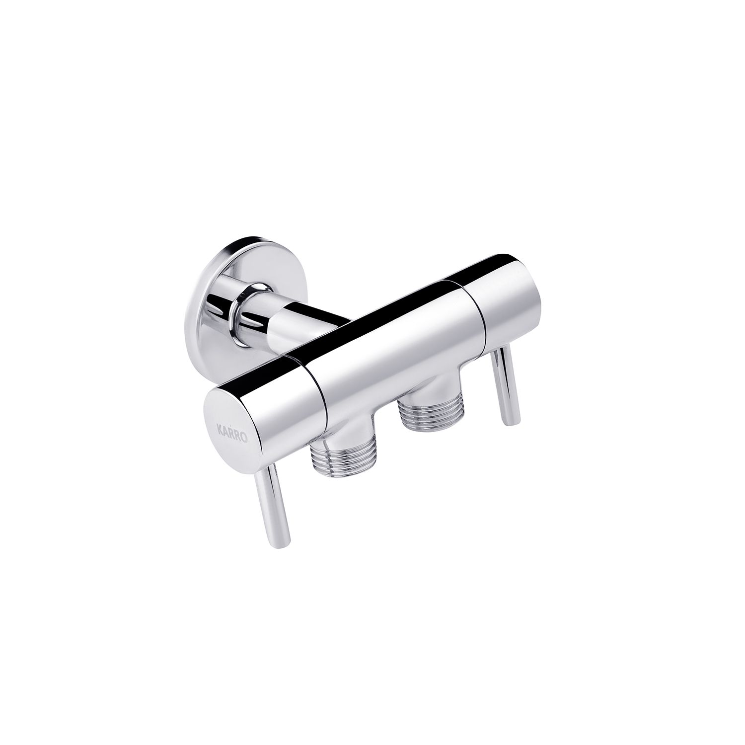 Кран приладовий для підключення Karro 1/2"x1/2"x1/2" ЗЗЗ на 2 виходи хромований KR-3155