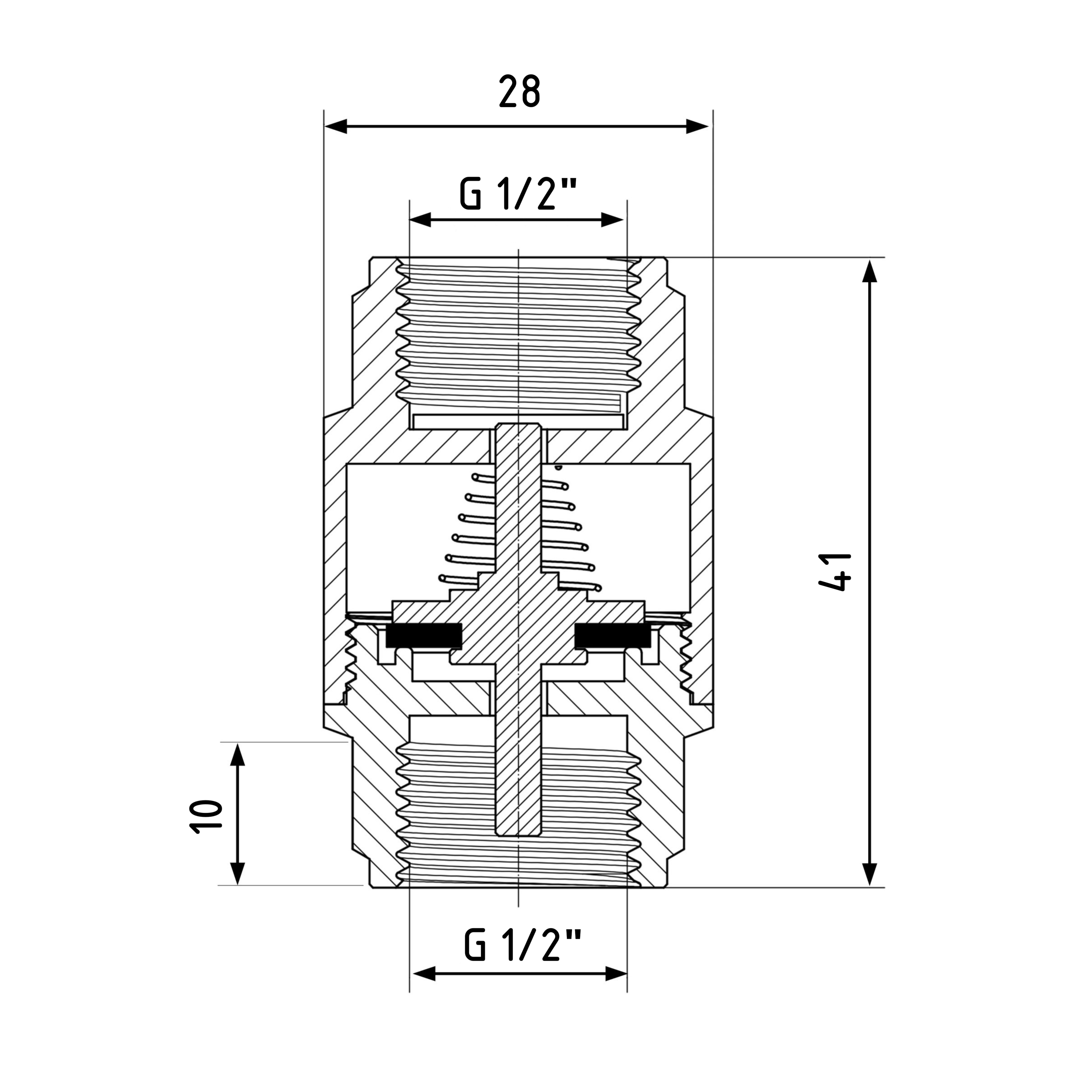 Зворотний клапан Thermo Alliance Base 1/2"ВВ Slim із латунним штоком TAB240W15S