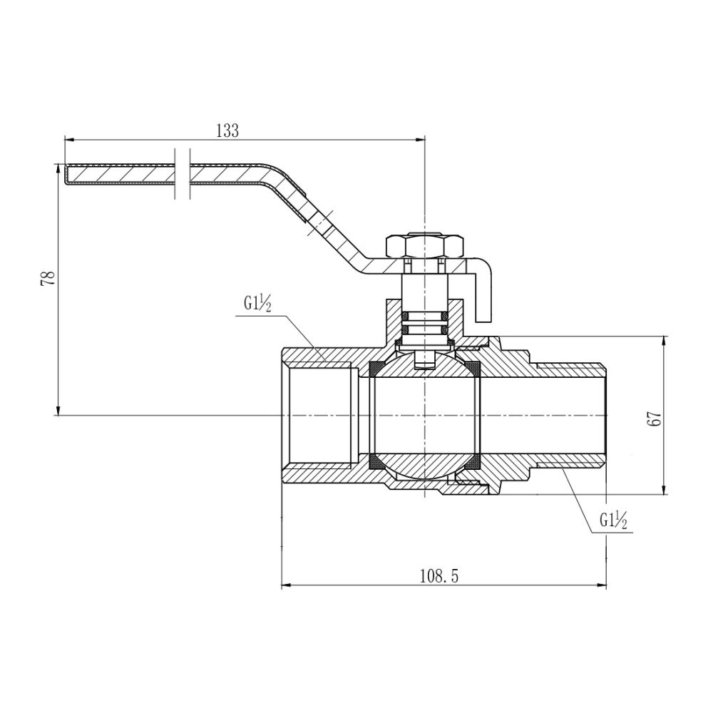 Кран кульовий Thermo Alliance Forte 1" 1/2 ВЗ для газу (ручка) SF605G40
