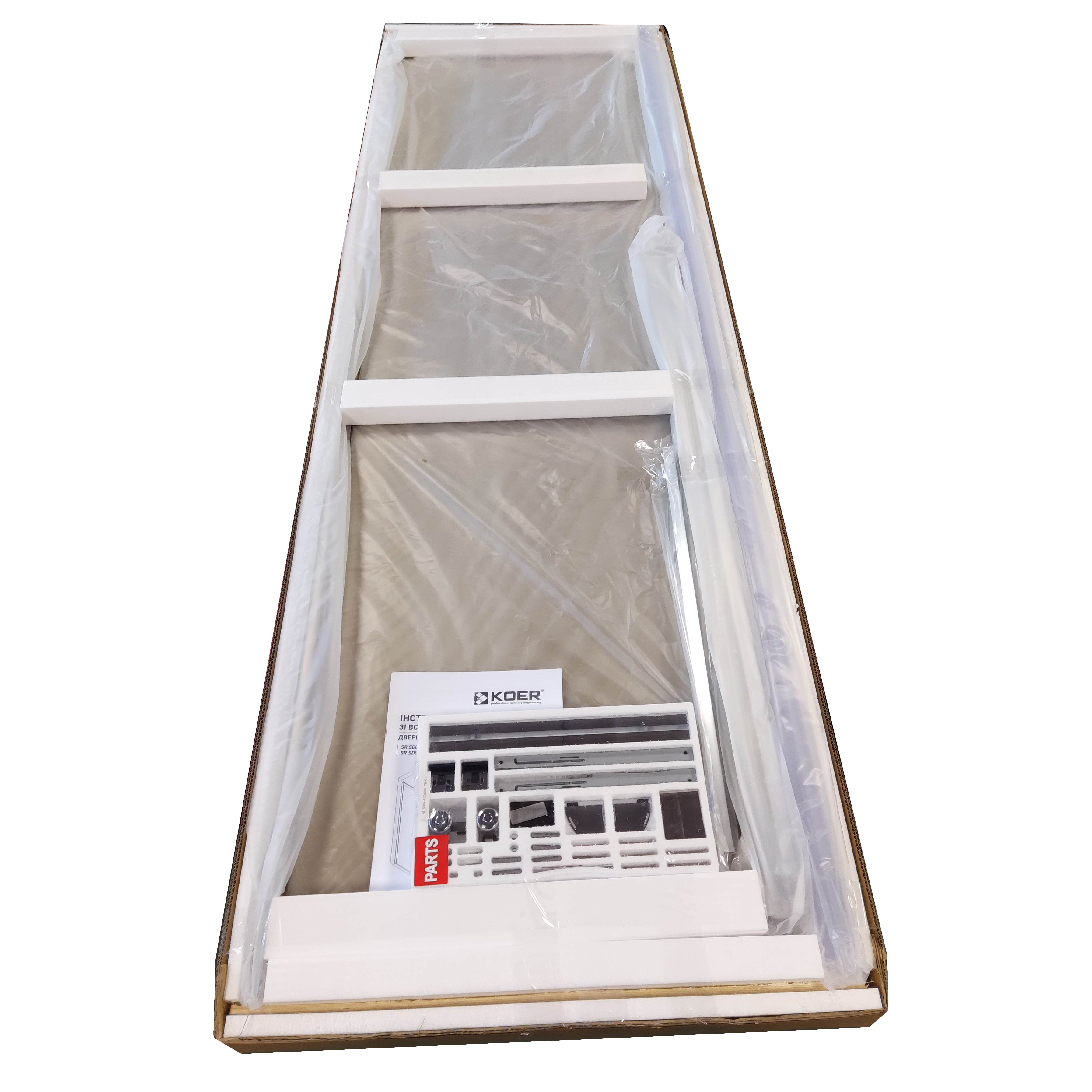 Двері у нішу розсувні KOER SR SD05-120x200-TR-01 прозоре скло EASY CLEAN 6мм хром (KR5405)