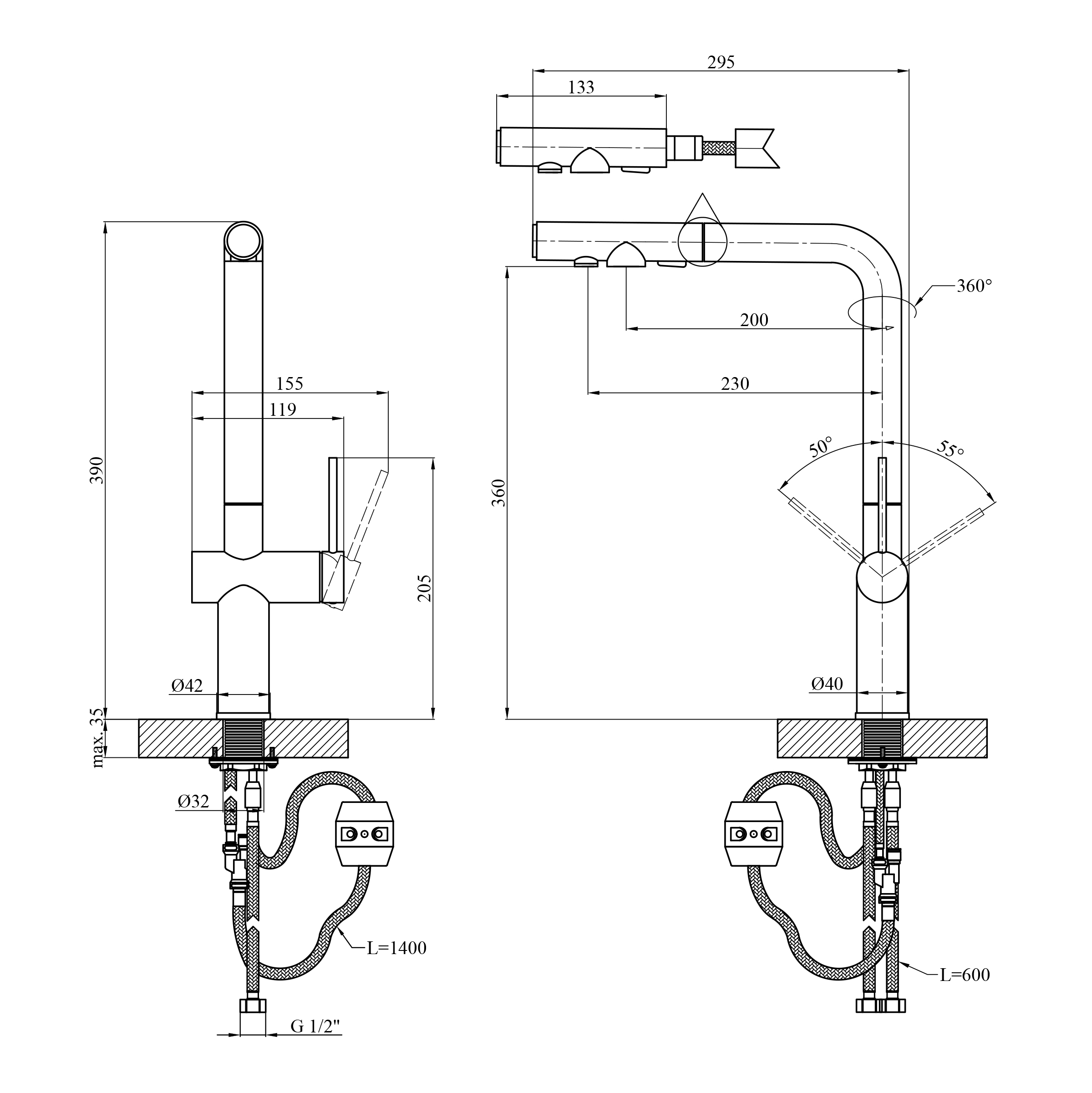 Змішувач для кухні Kroner KRP Kuche - C03839