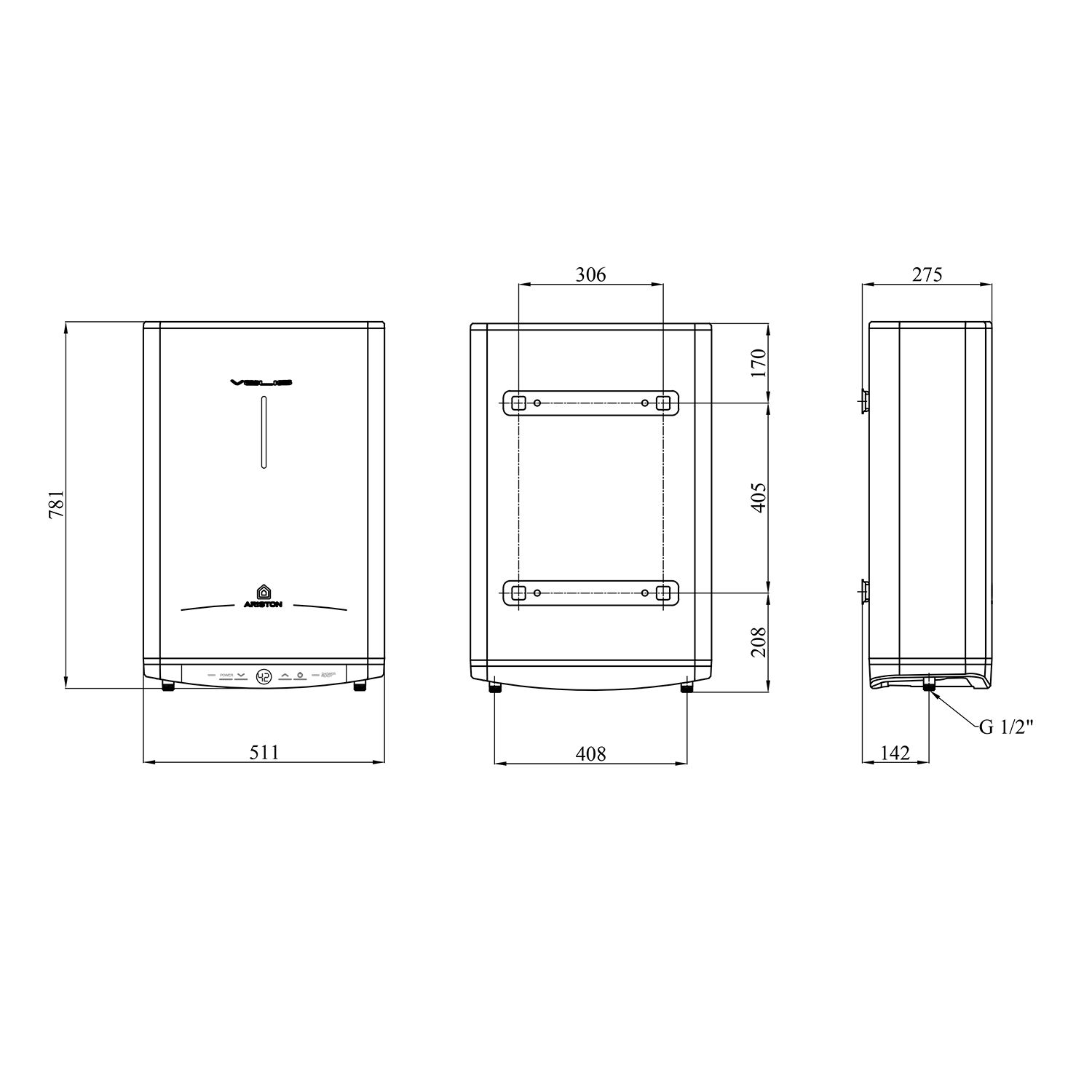 Водонагрівач Ariston Velis Tech 50 EU з мокрим ТЕНом 3100917