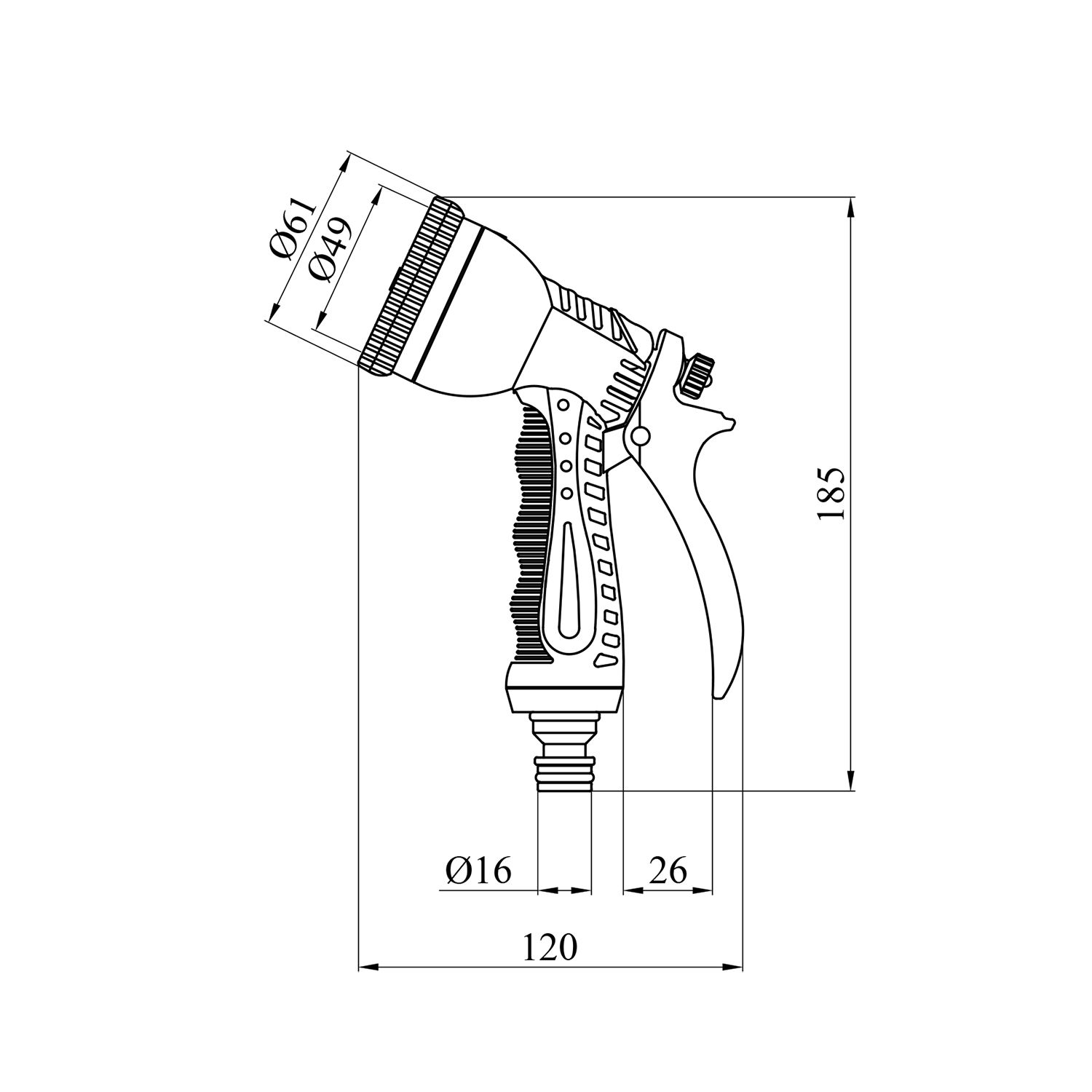 Пістолет для поливу пластиковий Bradas Zebra Twin 8 режимів ECO-7203T