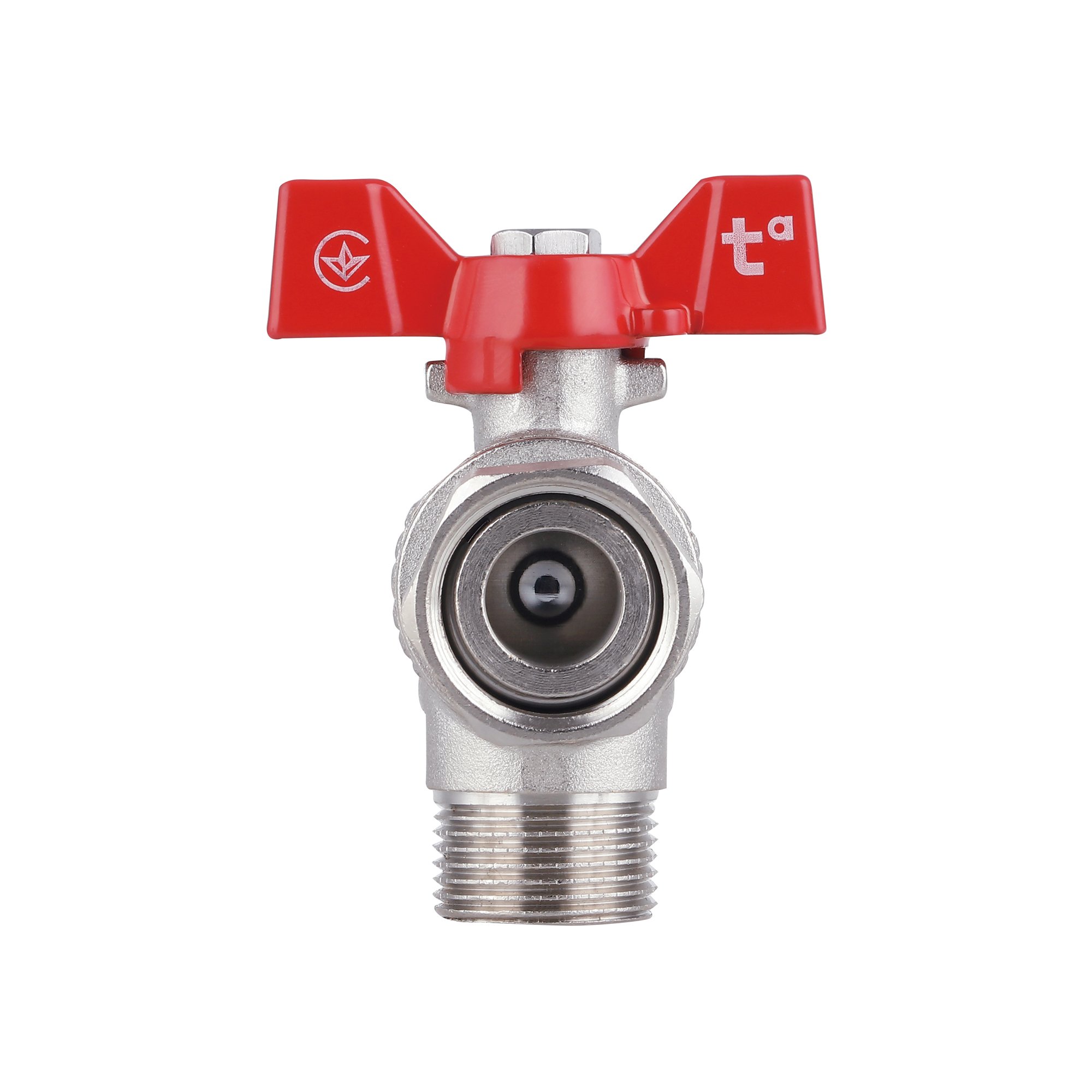 Кран кульовий з накидною гайкою Thermo Alliance Forte 3/4" ВЗ для води кутовий SF224W20