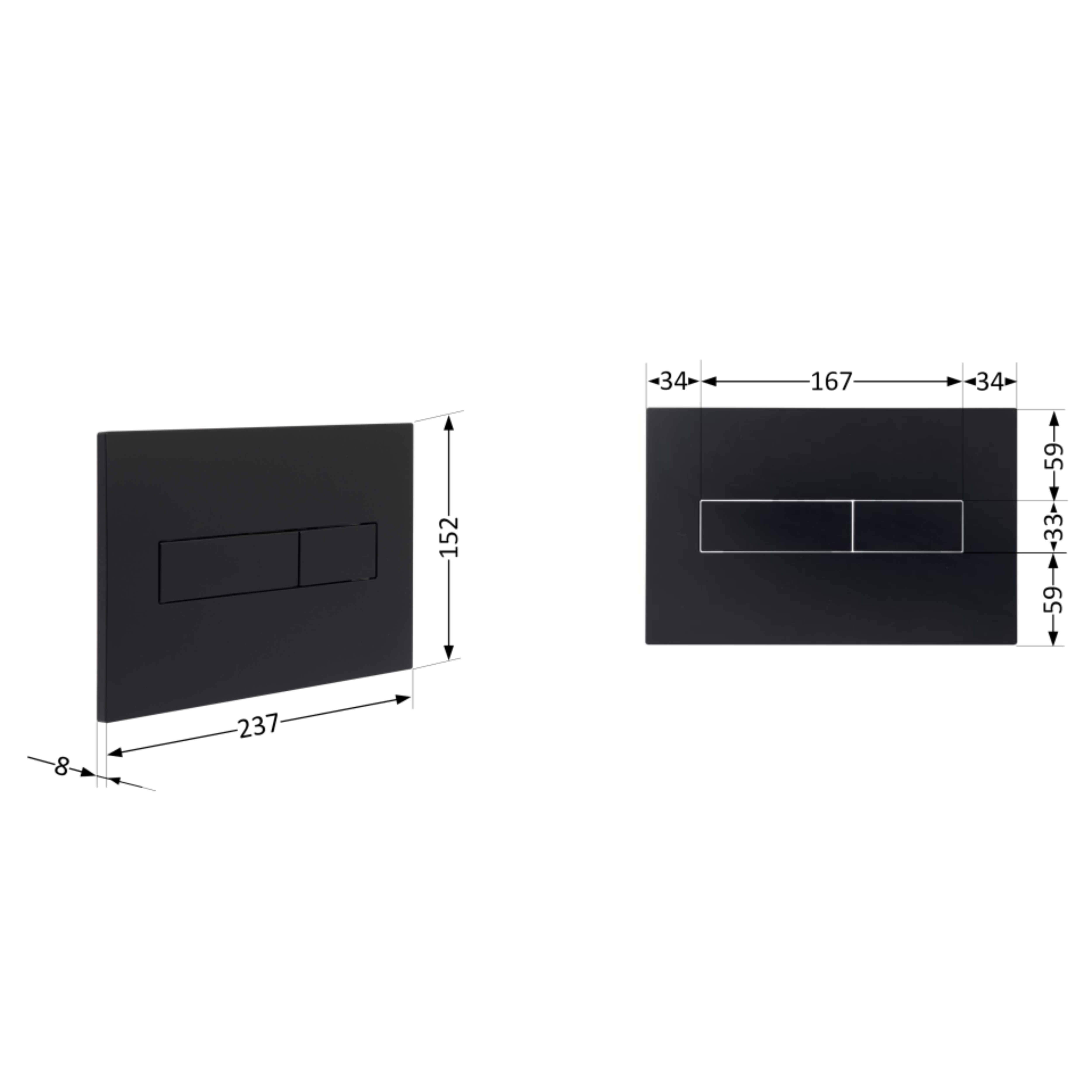 Клавіша змиву Qtap Standard 152x236x28 мм, Matt Black, лінійна QTSTD164BLM49473
