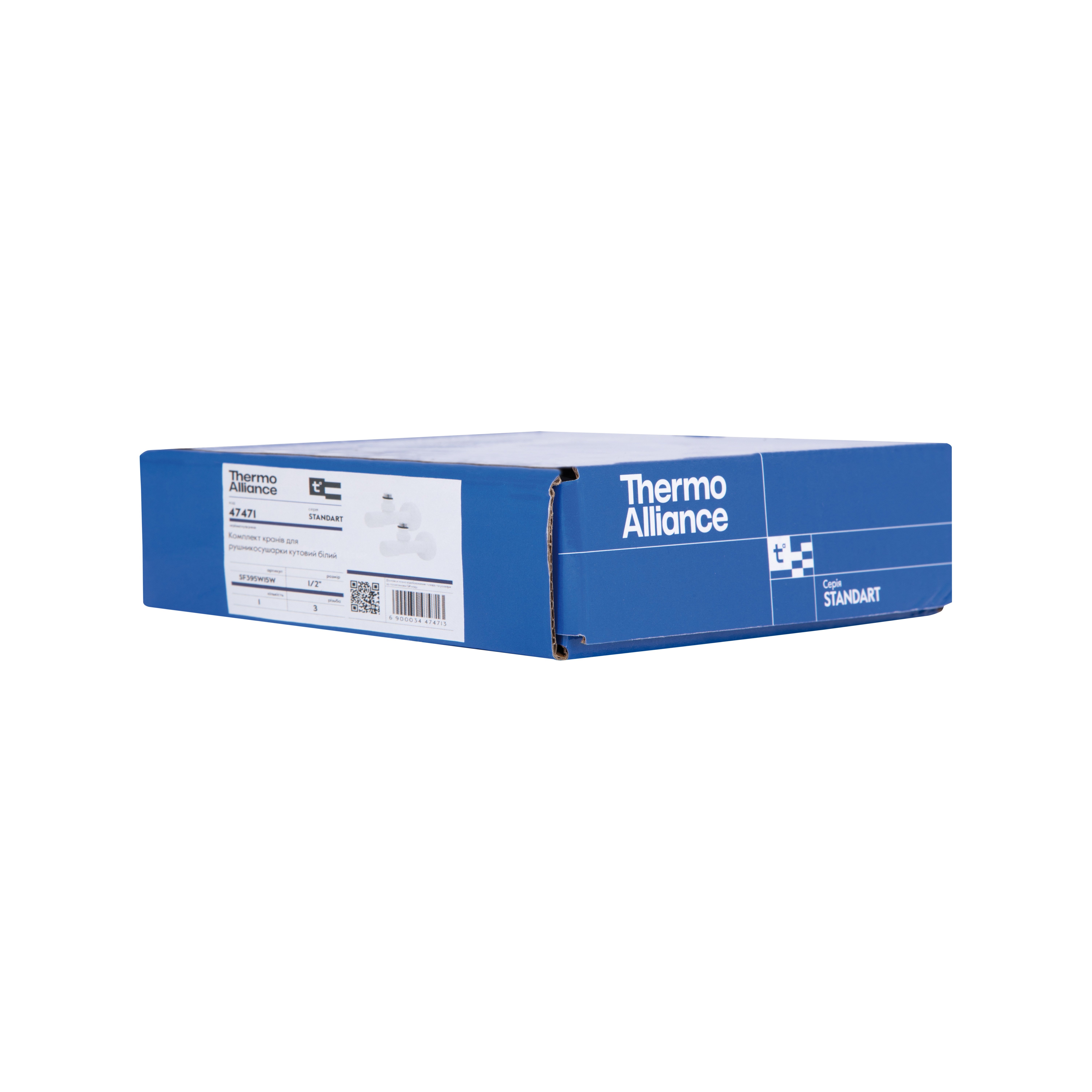 Комплект кранів Thermo Alliance Standart 1/2" З для рушникосушарки кутовий білий SF395W15W