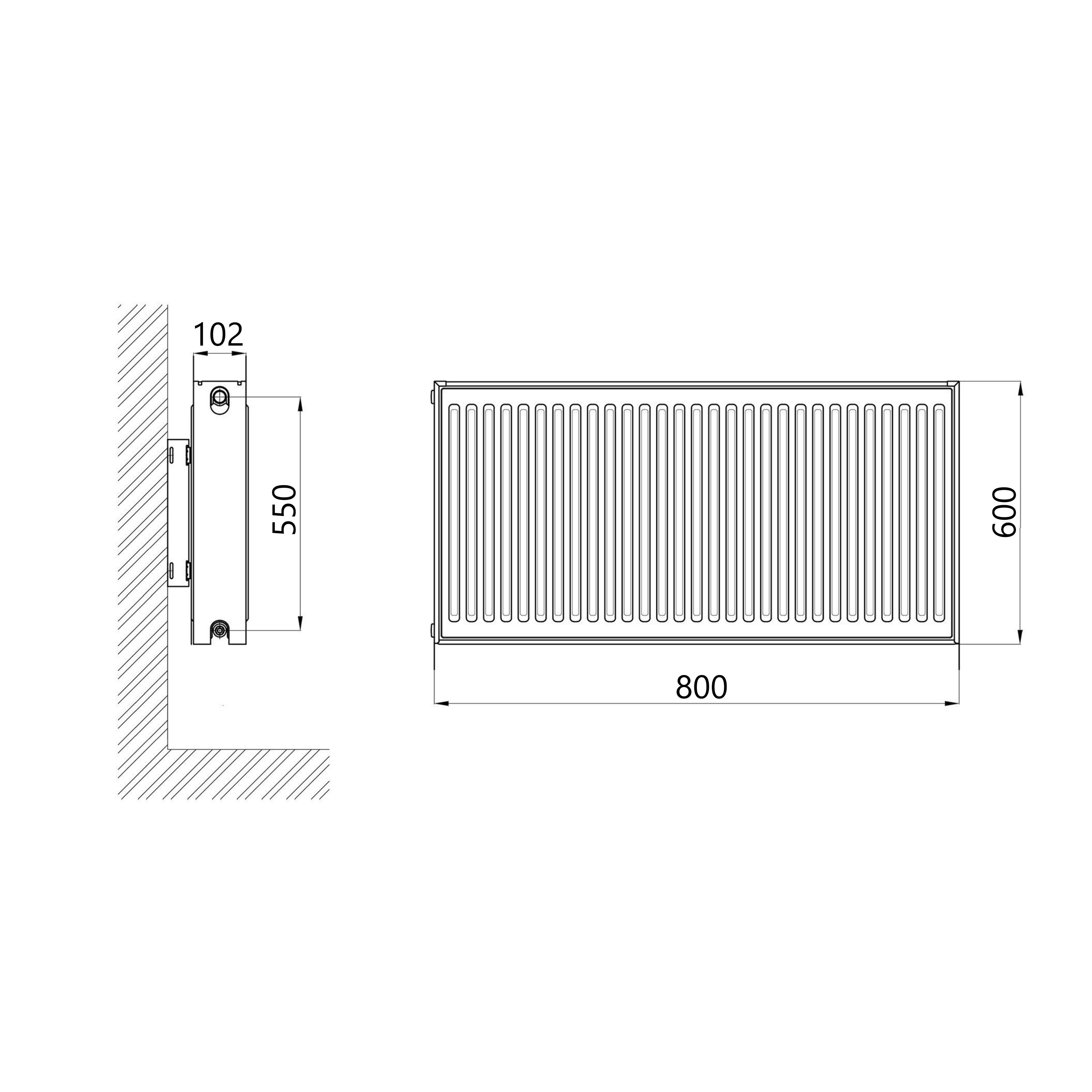 Радіатор сталевий Thermo Alliance IMAS 22 тип 600х800 нижнє підключення 1855 Вт