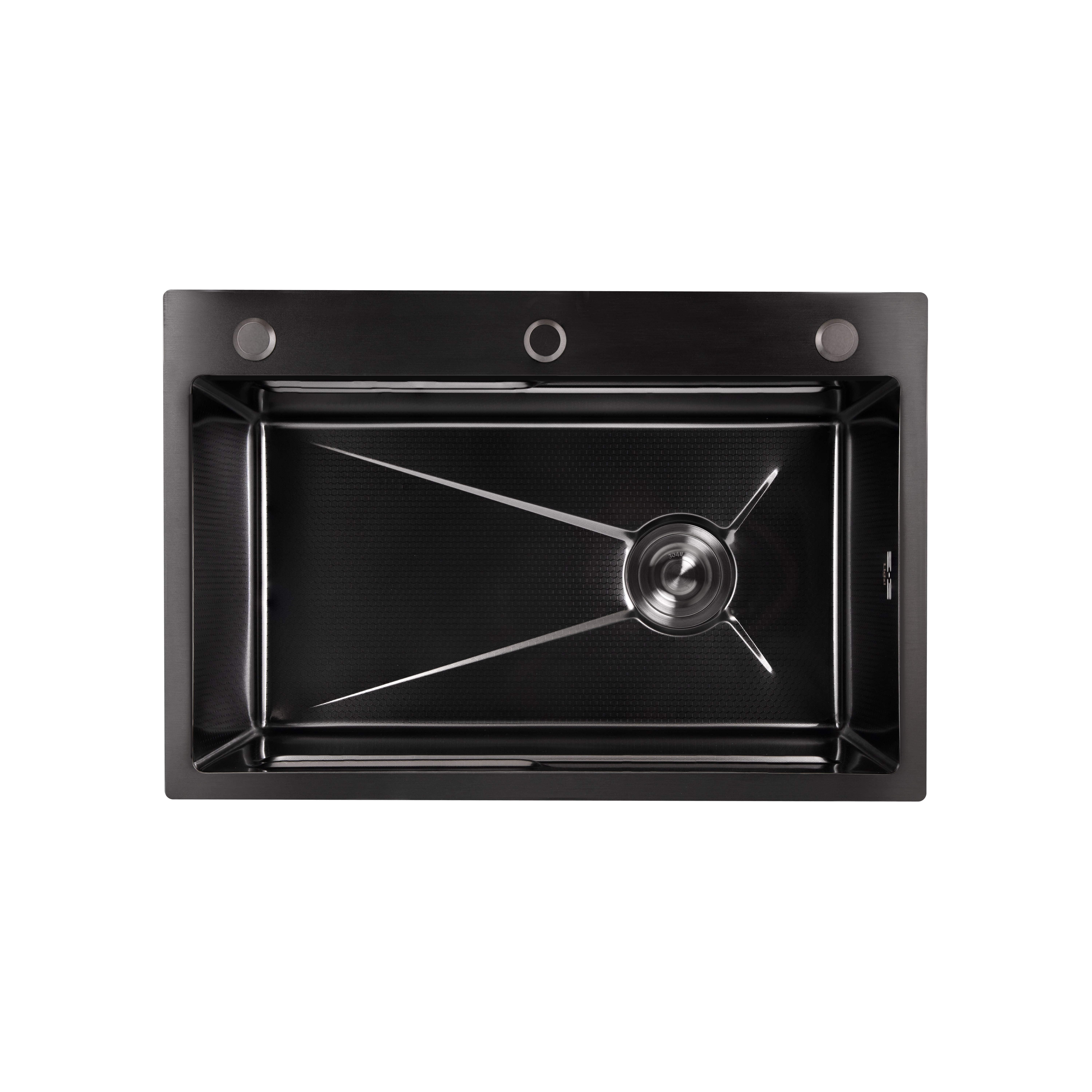 Мийка для кухні інтегрована Lidz Handmade H6845HB Decor Black PVD Honeycomb 3,0/1,0 мм LDH6845HDECBLM49445