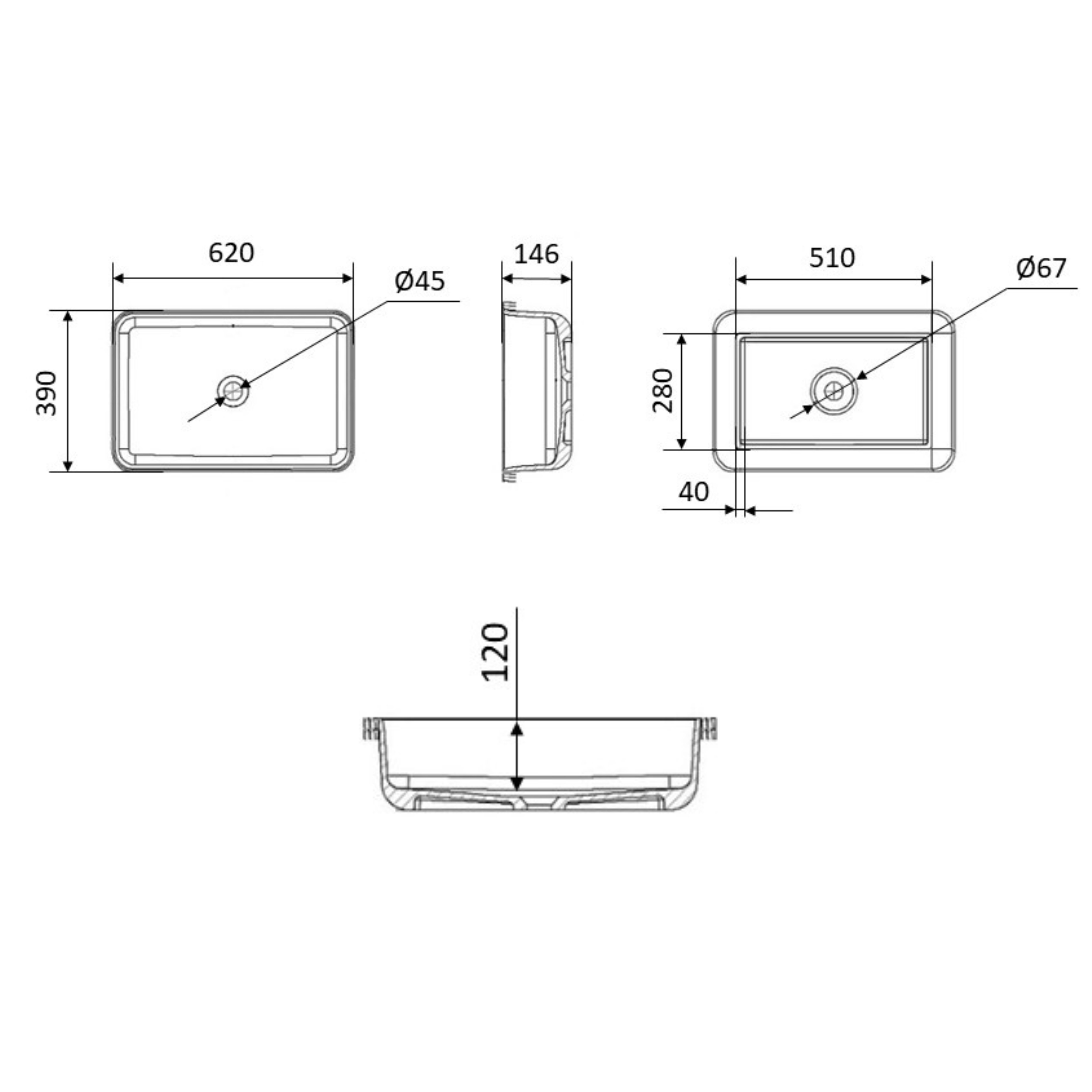 Раковина Qtap Scorpio 615х390х150 White QT1411K491WN