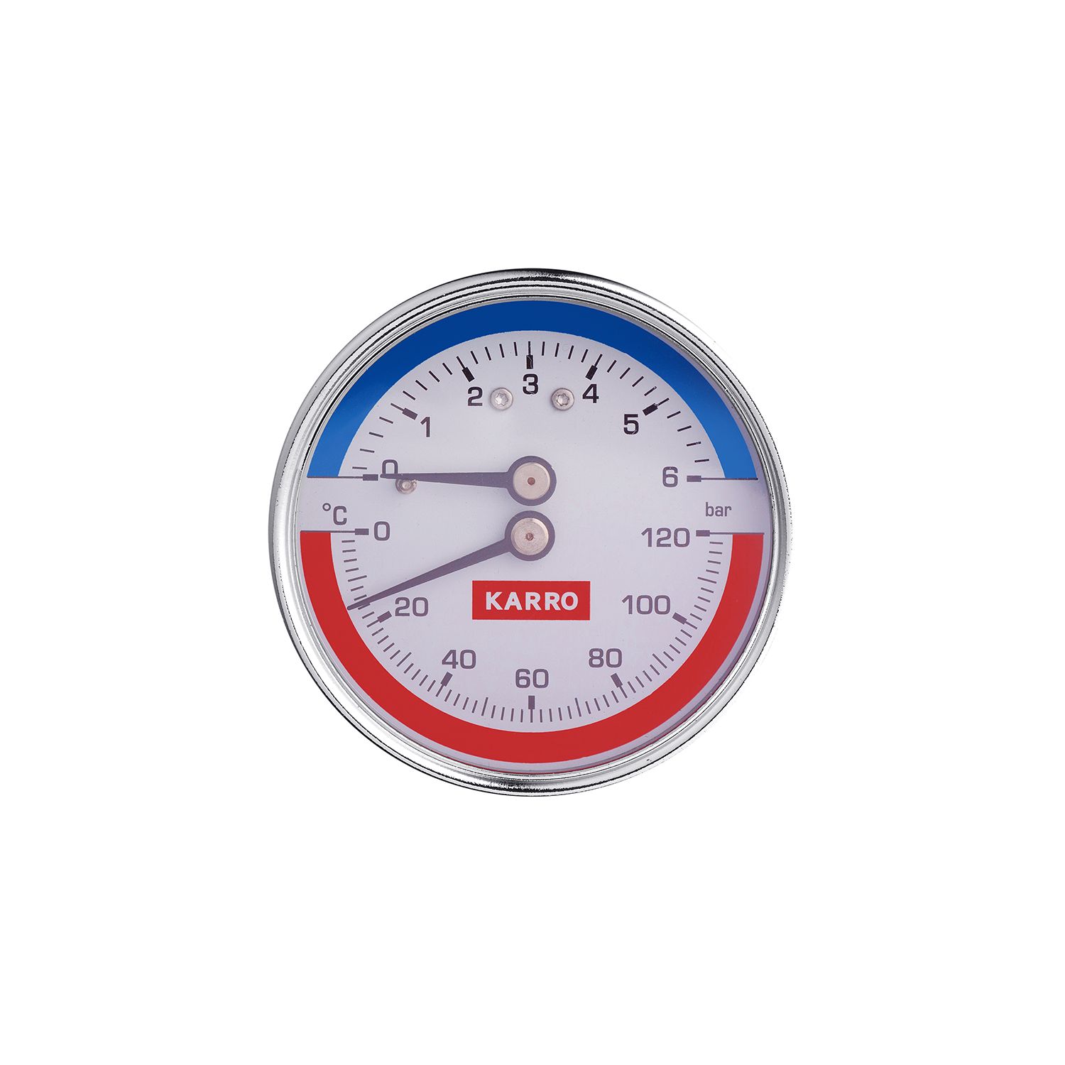 Термоманометр Karro 1/2"х1/4" горизонтальний 63 мм KR-1086В