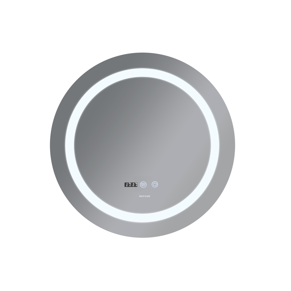 Дзеркало MIXXUS PLAIN MC02-80-CASE з LED Touch, Anti-fog, димером, рег. яскравості, годинником (MI7158)