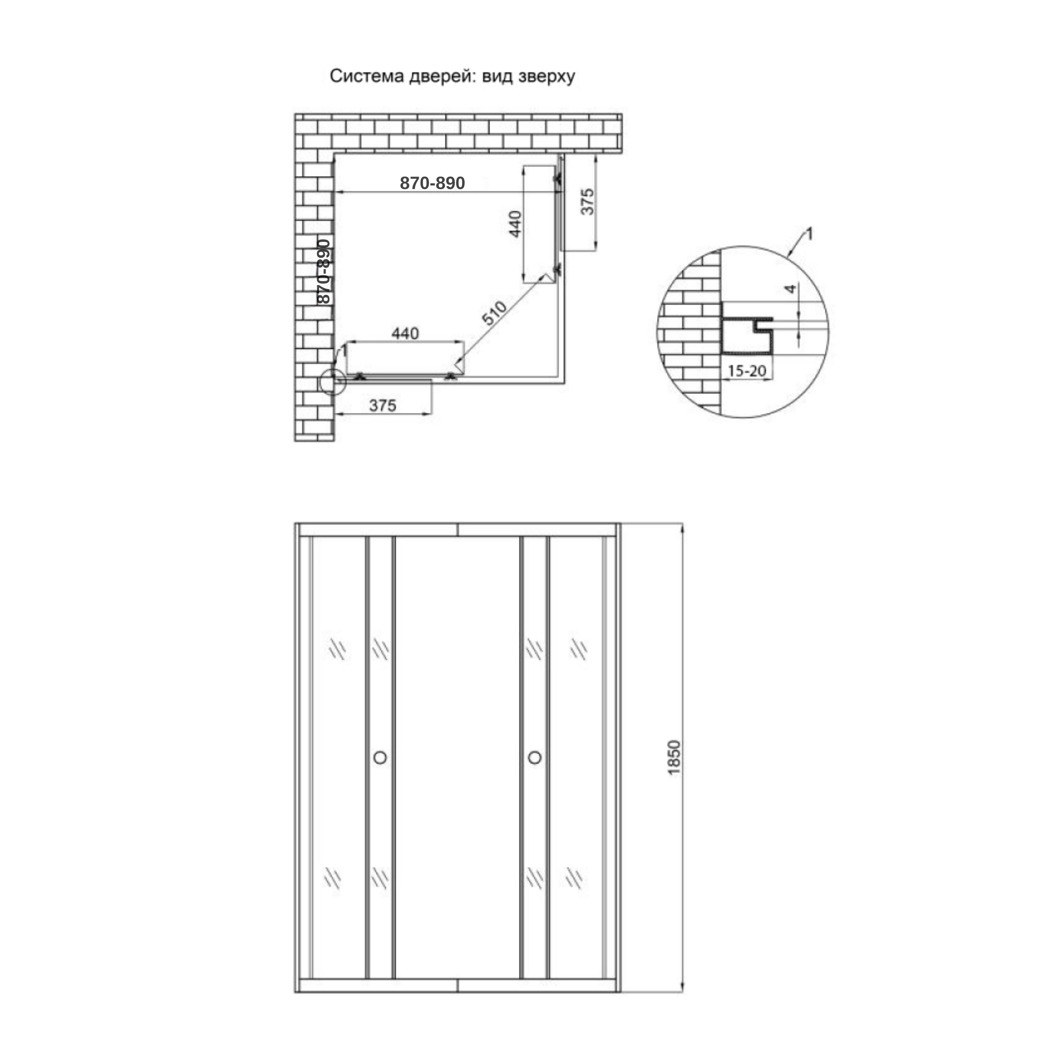 Душова кабіна Lidz Wawel SC90x90.SAT.LOW.DGR, скло темне тоноване 4 мм без піддона