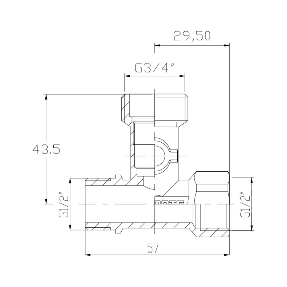 Кран приладовий кульовий Thermo Alliance Forte 1/2"х3/4"х1/2" SF186W152015