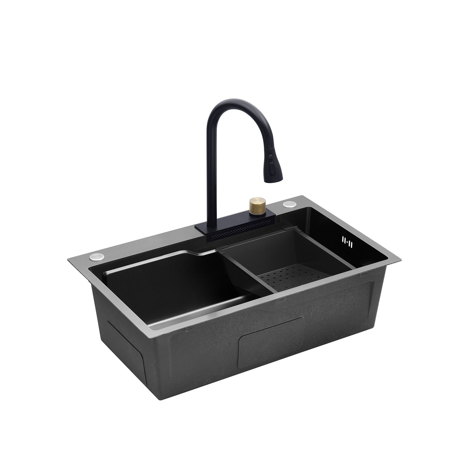 Кухонна мийка Kroner KRP Schwarze - SET7546HM PVD (3.0/0.7 мм)