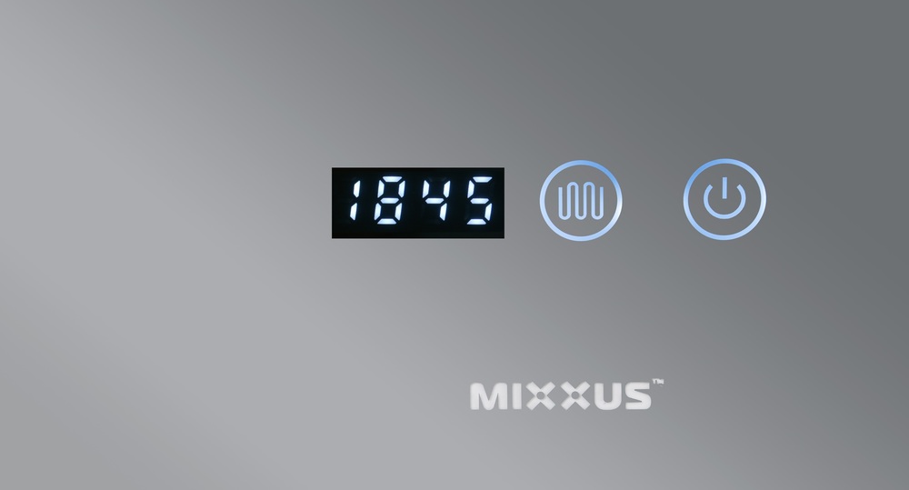 Дзеркало MIXXUS HARD MR06-60x80-CASE з LED Touch, Anti-fog, димером, рег. яскравості, годинником (MI7157)