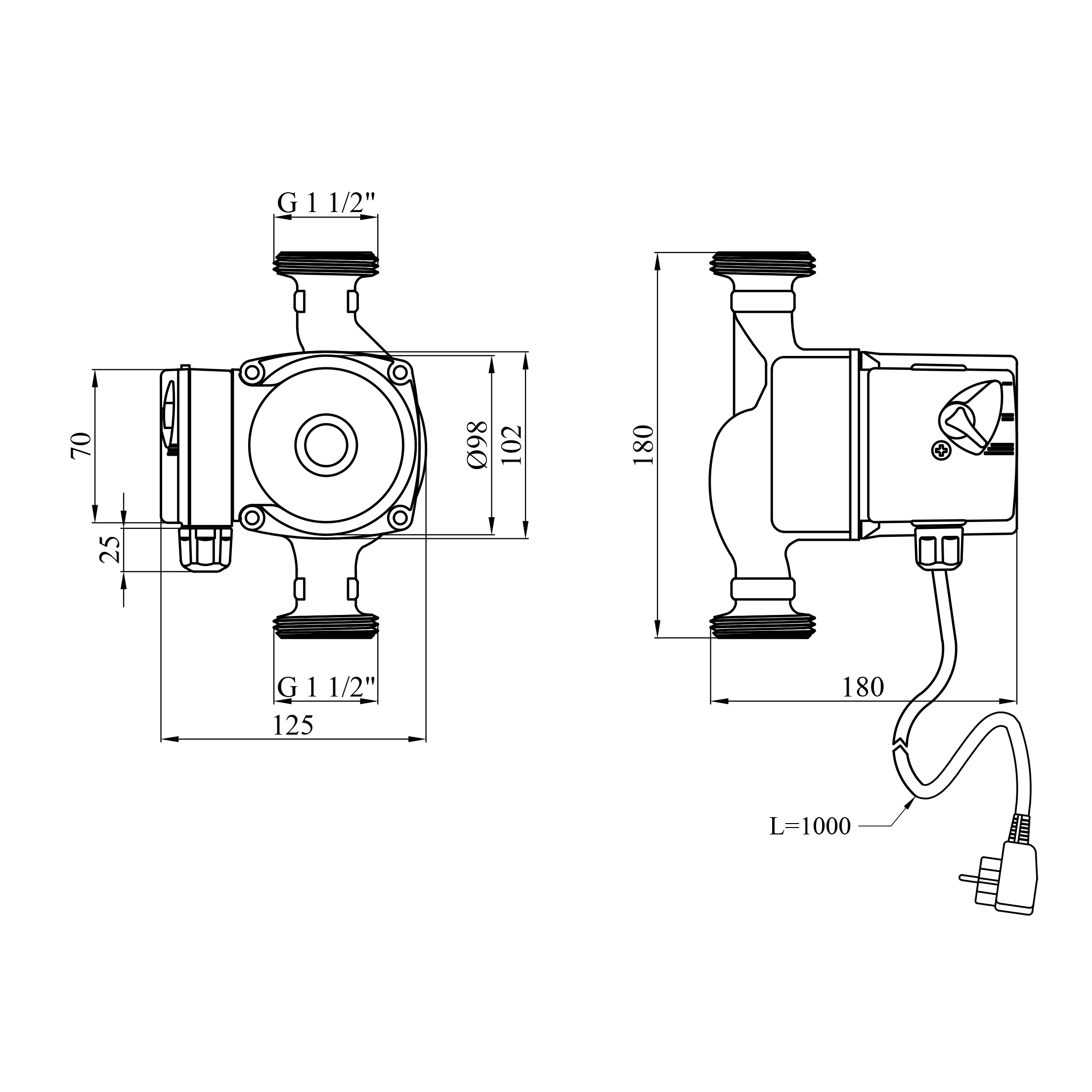 Насос циркуляційний Agua GPD 25/4-180