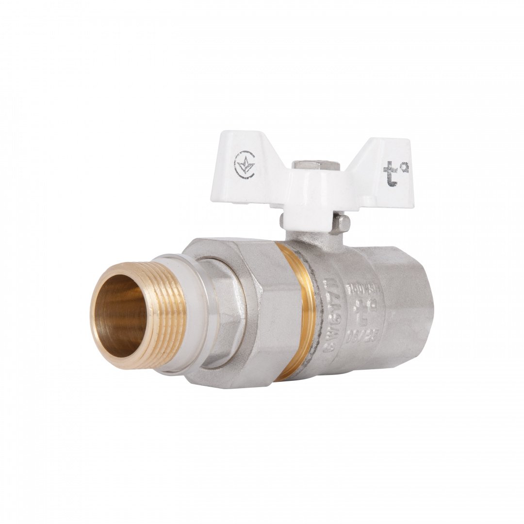 Кран кульовий Thermo Alliance Standart з америк. (конус) антипротікання прямий метелик латун. нікелір. 3/4"зв PN40 SD900NW20PN40