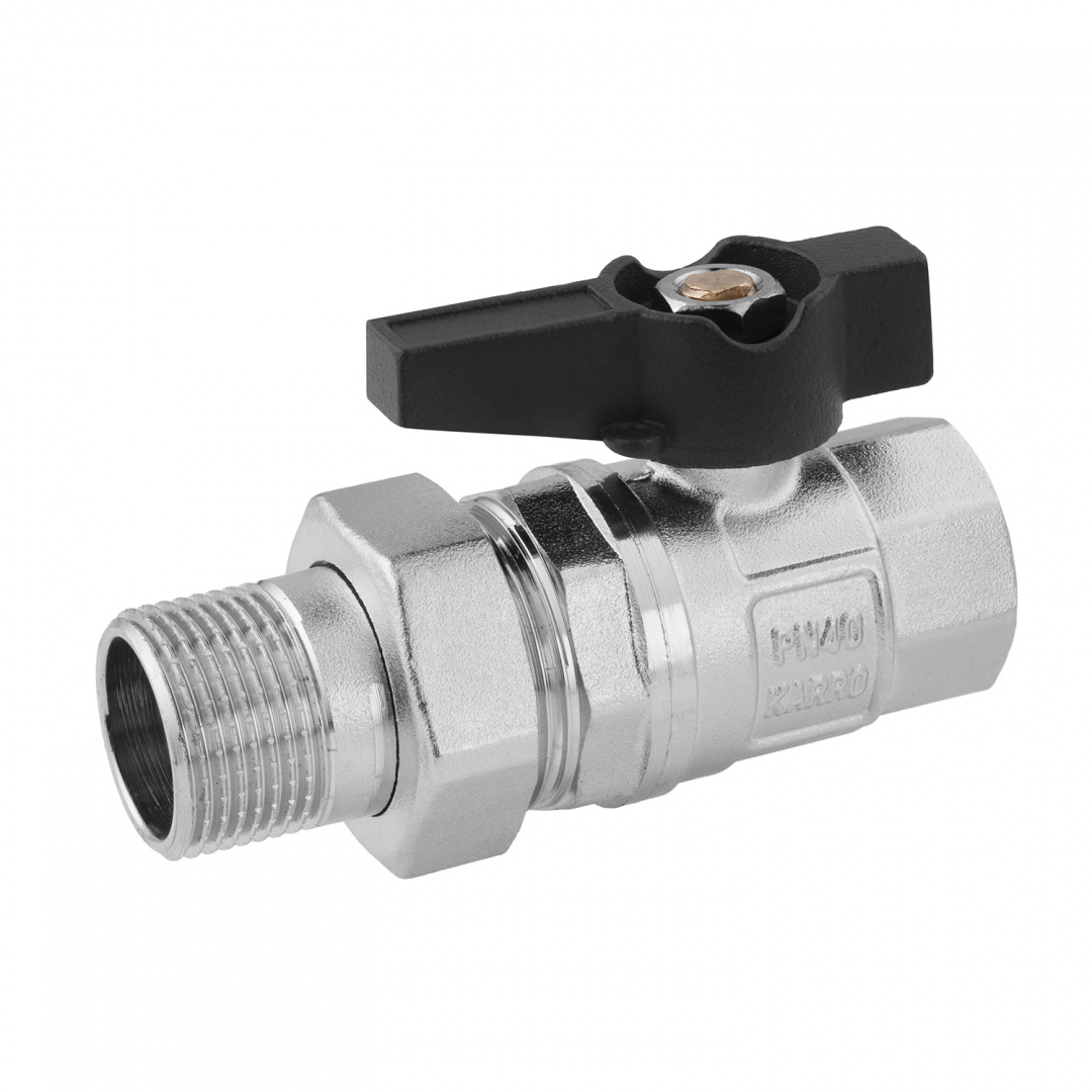 Кран-американка кульовий прямий Karro "Uno Black" 3/4" ВЗ PN40 метелик