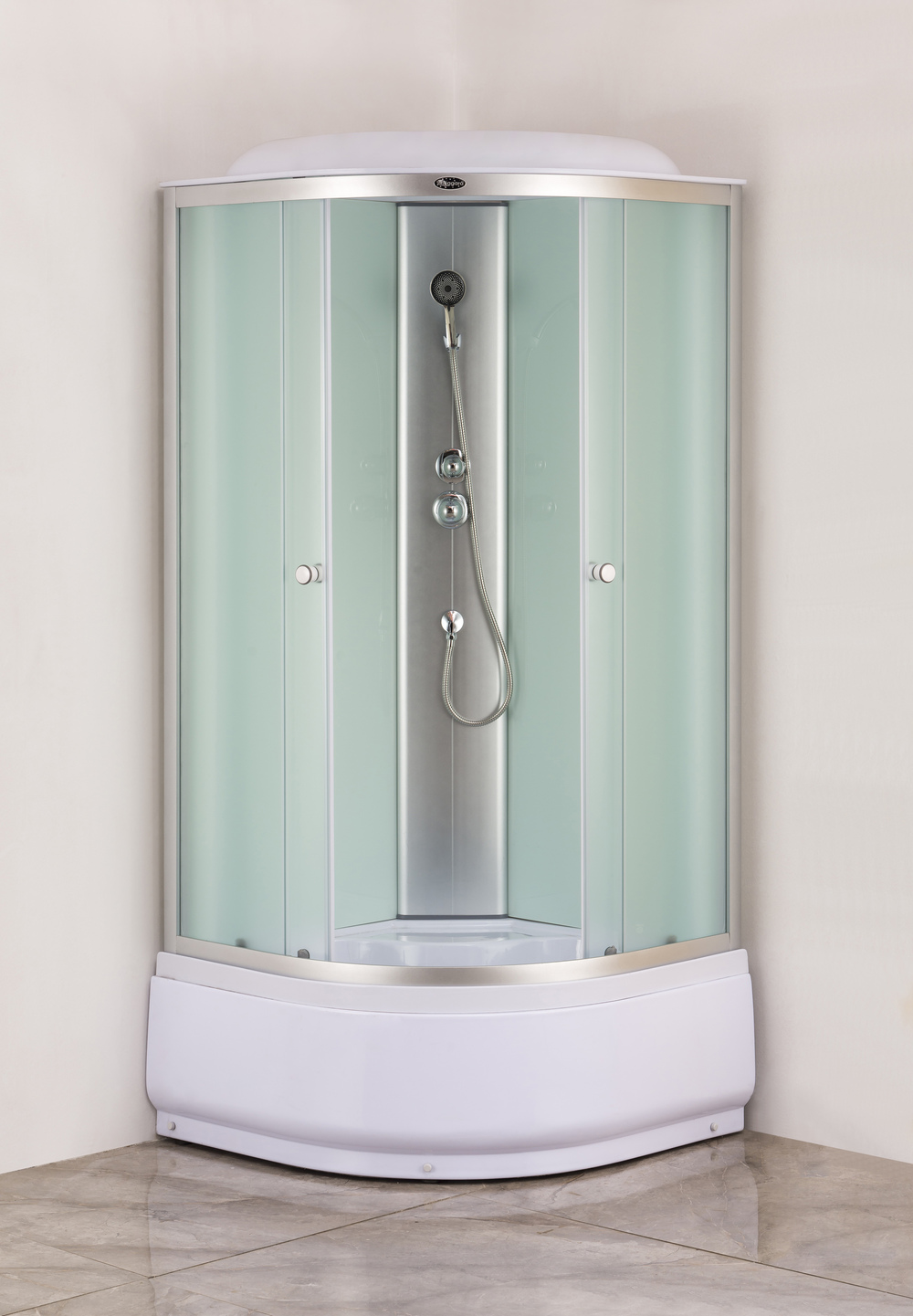 Бокс душовий без гідромасажу з високим піддоном MIXXUS STRONG SB01-90x90x215-FB SATIN матове скло 4мм (MI6884)