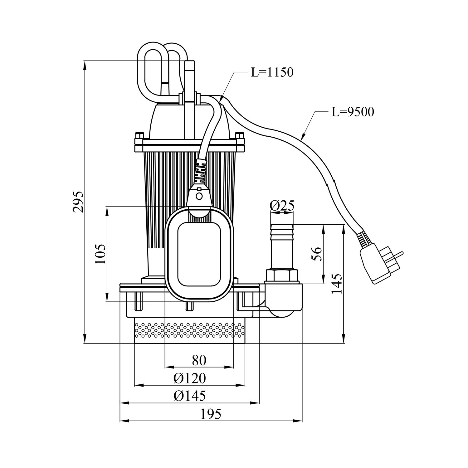 Насос дренажний Pumpman QDX1,5-17-0,37 кВт Hmax 18 м Qmax 6,5 куб.м 370 Вт