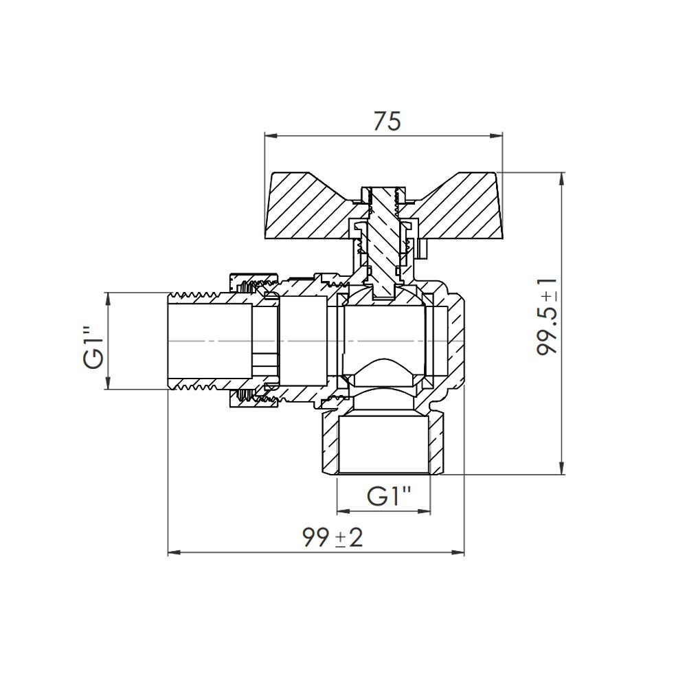 Кран кульовий «Американка» Thermo Alliance Forte 1" кутовий SF221W25