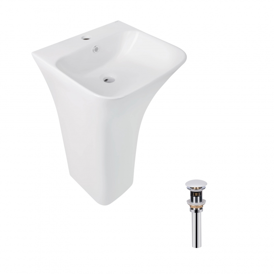 Комплект Qtap Crow: Раковина напольна моноблок 445x420x840 мм White + Донний клапан PU02O