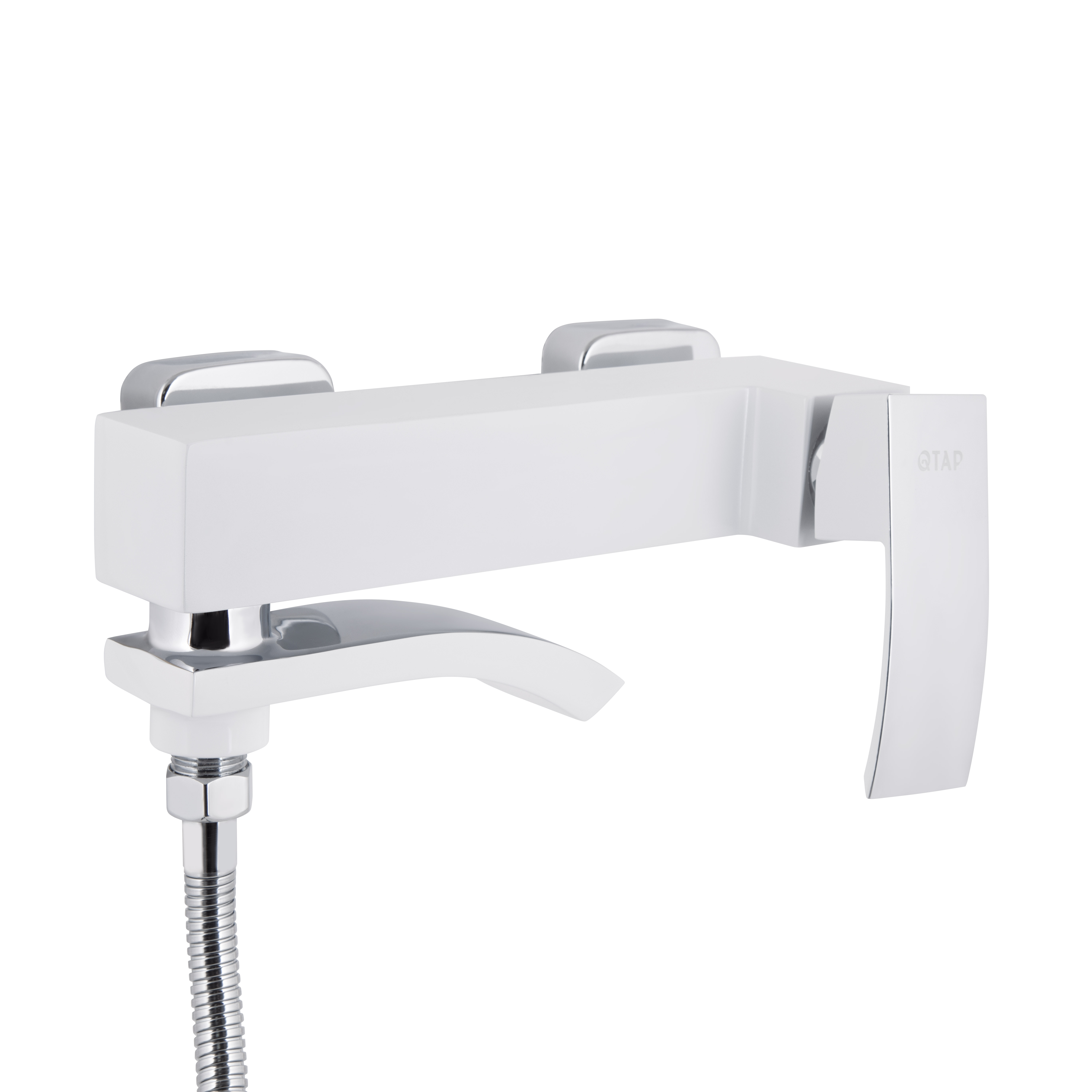 Змішувач для ванни Qtap Swan Cascada з поворотним виливом (з душовим гарнітуром) QTSWA260CRW45569 Chrome/White